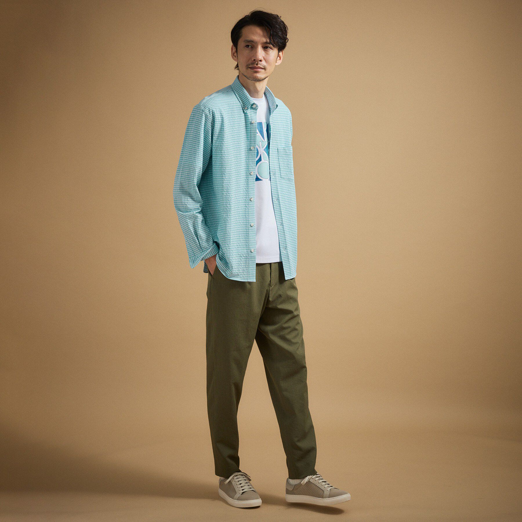 TAKEO KIKUCHI「シアサッカーギンガムチェック ストレッチシャツ」|シャツ・ブラウス|