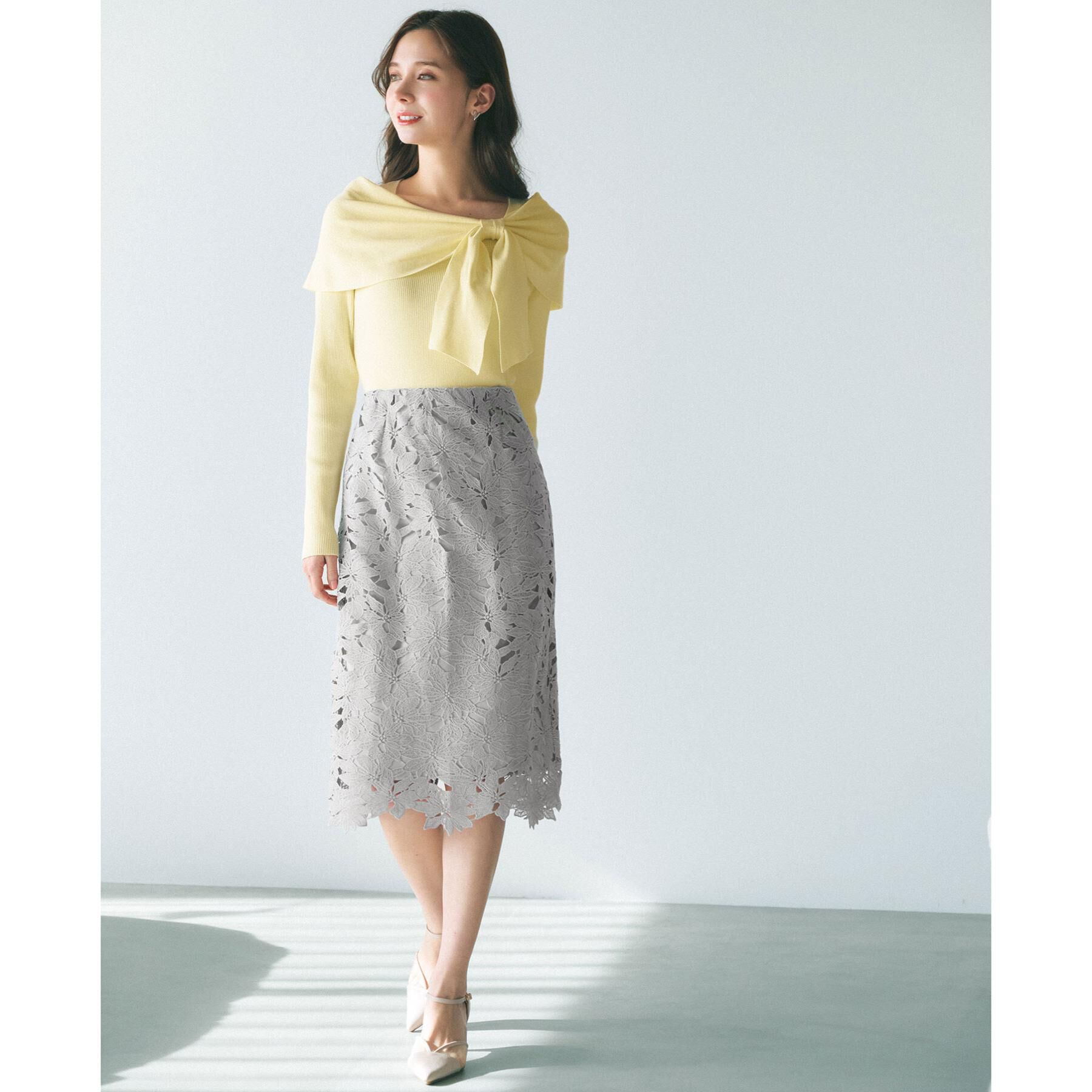 index「フラワーレースタイトスカート【洗濯機OK】」|スカート|