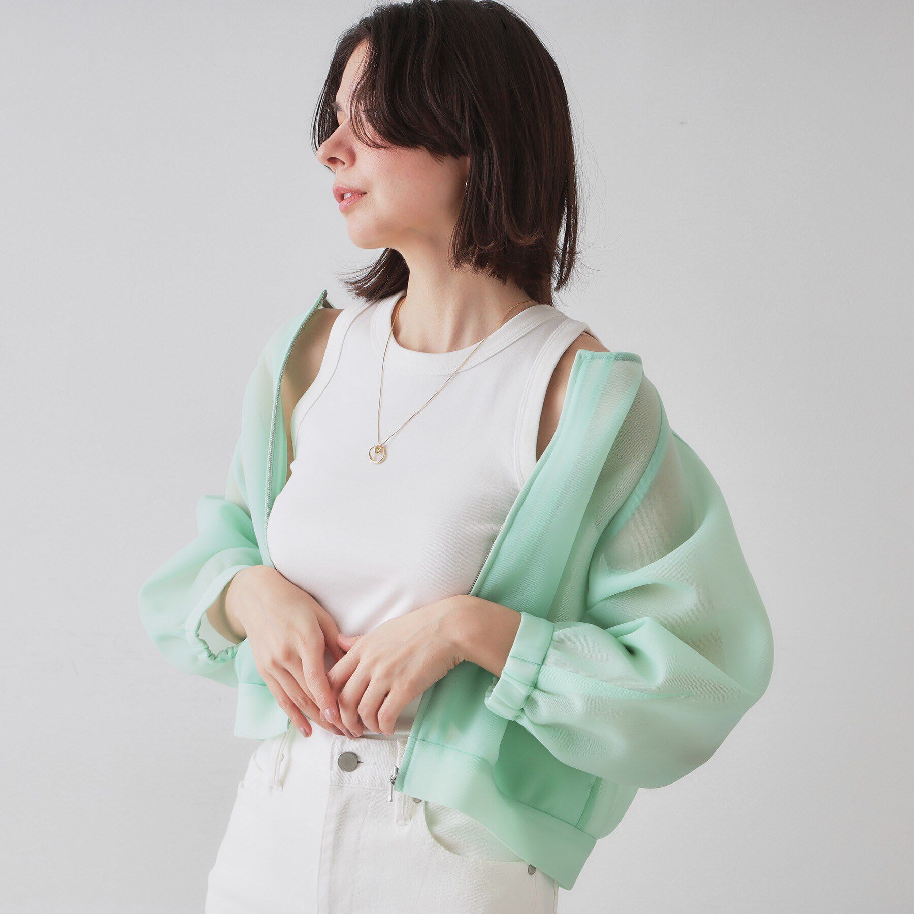 OPAQUE.CLIP「フライスアメリカンスリーブタンクトップ」|キャミソール|