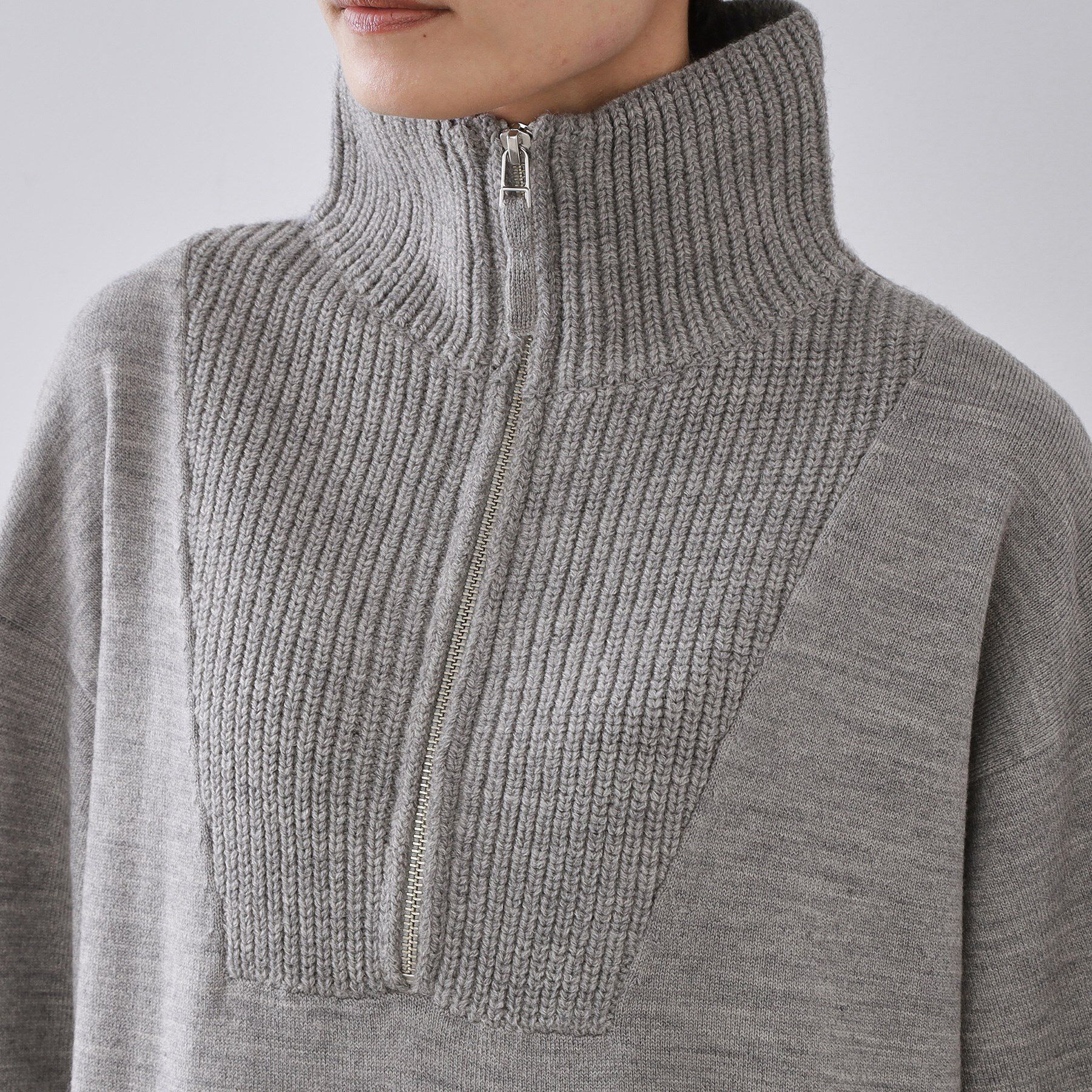 OPAQUE.CLIP「ハーフジップニットワンピース【洗濯機OK】」|ワンピース|