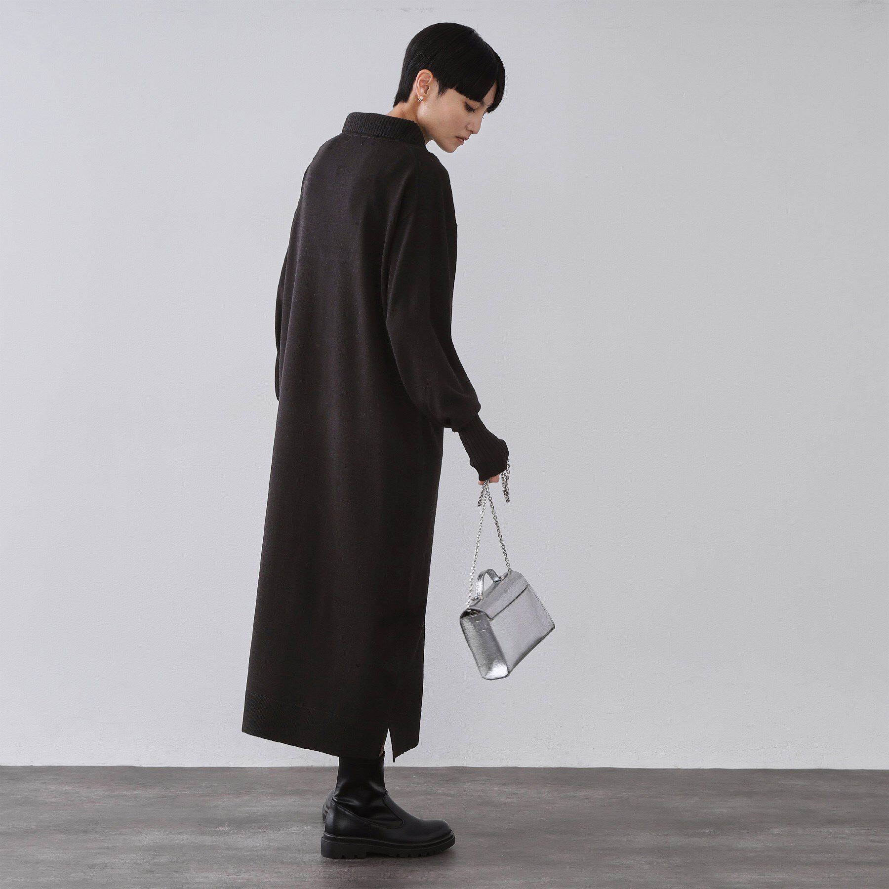 OPAQUE.CLIP「ハーフジップニットワンピース【洗濯機OK】」|ワンピース|