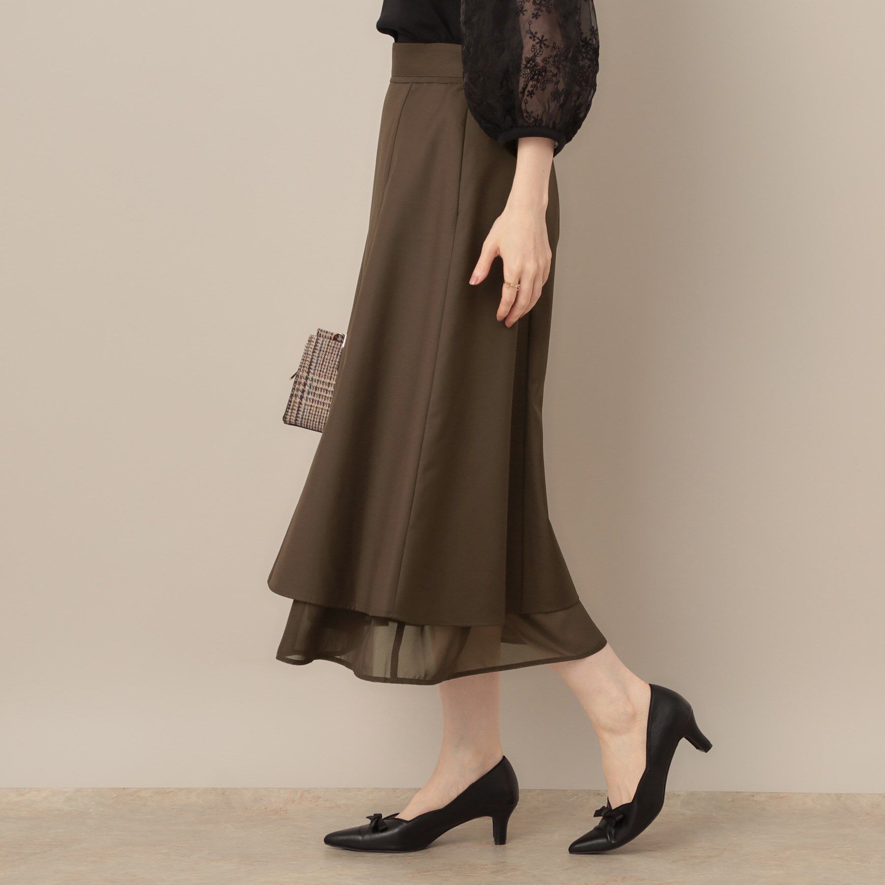 Couture broach「【マシンウォッシャブル・美シルエット】裾シアーフレアスカート」|スカート|