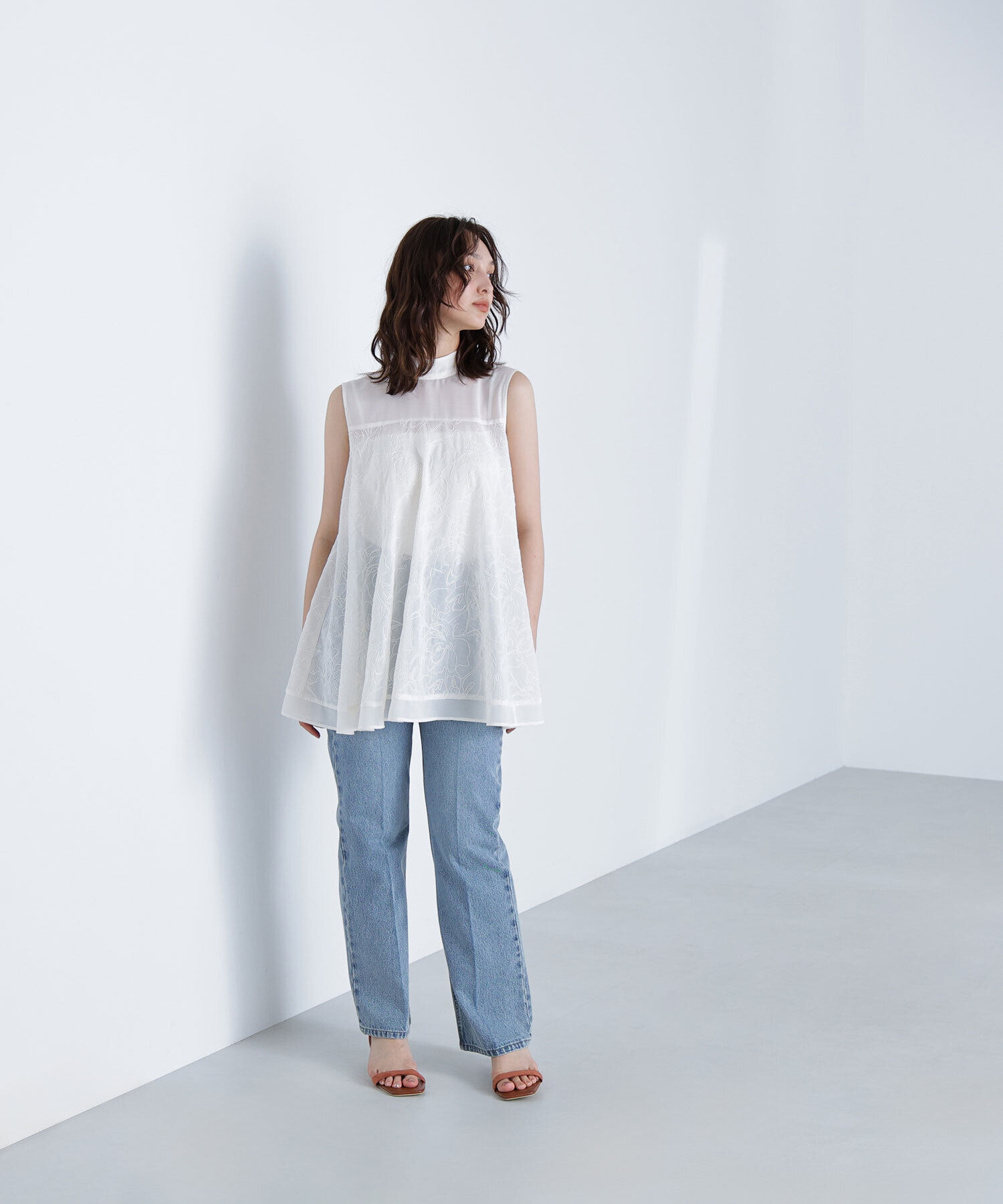  「コード刺繍Aラインブラウス」|シャツ・ブラウス|