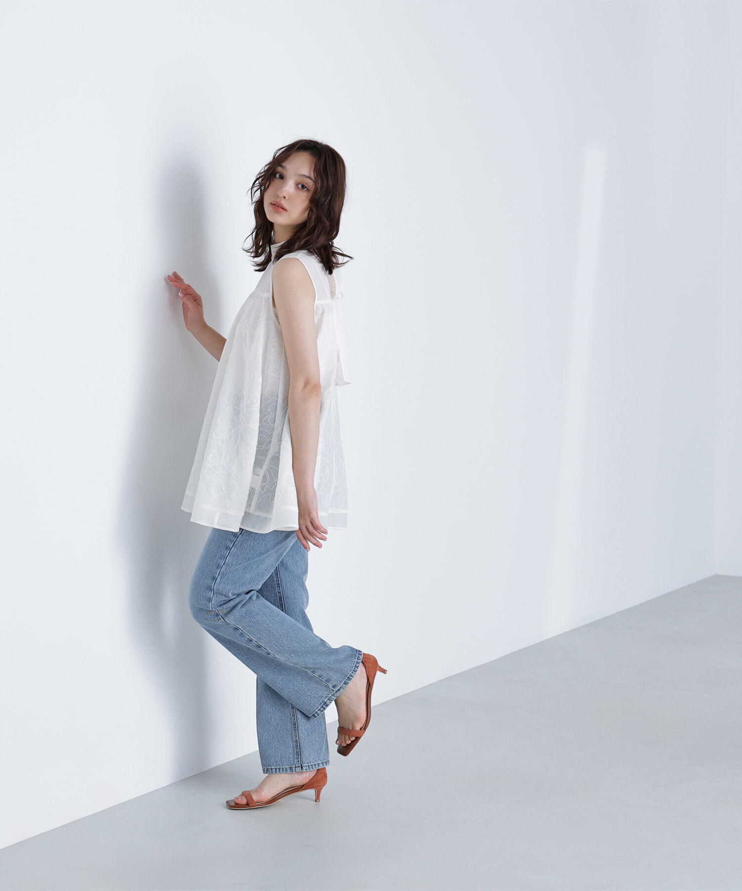  「コード刺繍Aラインブラウス」|シャツ・ブラウス|