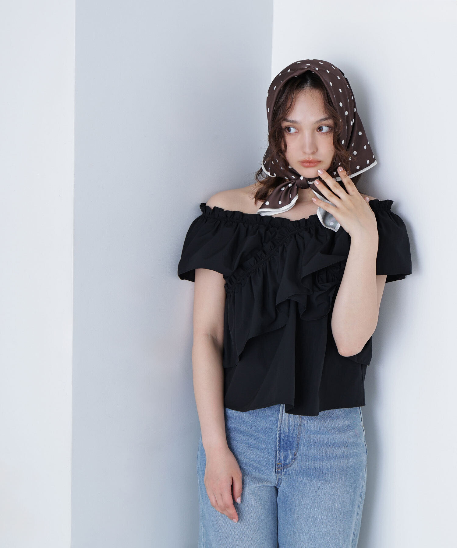  「クロスフリルギャザーブラウス」|シャツ・ブラウス|