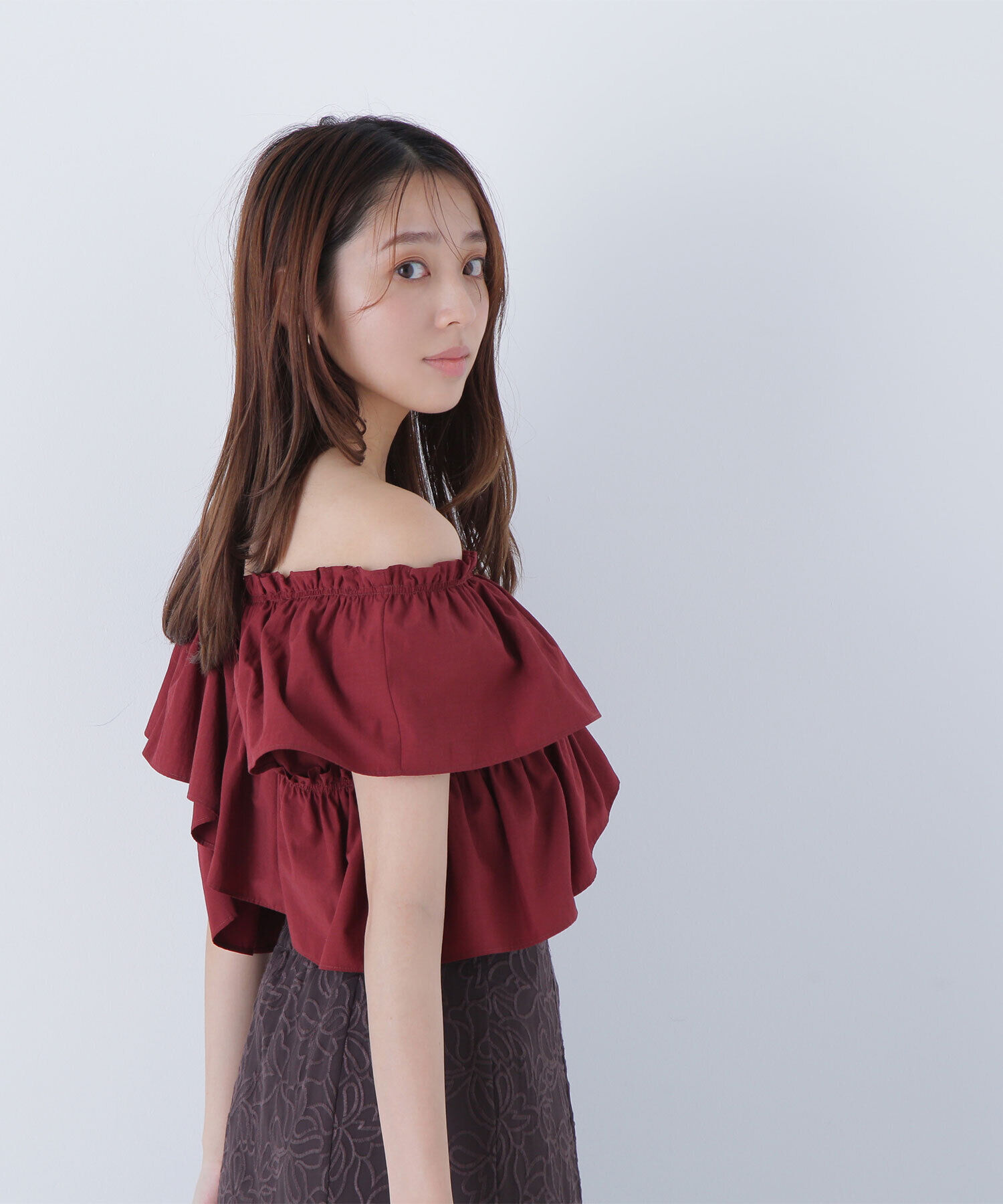  「クロスフリルギャザーブラウス」|シャツ・ブラウス|