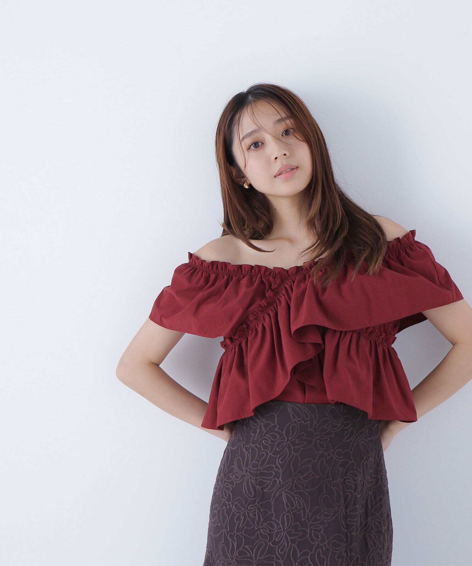  「クロスフリルギャザーブラウス」|シャツ・ブラウス|