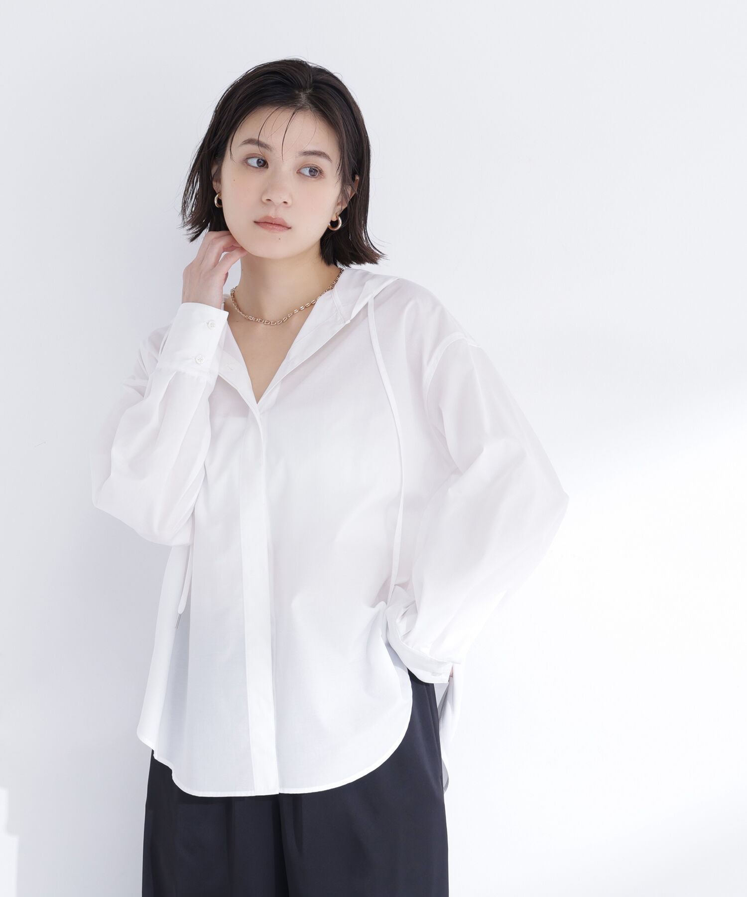  「フーディーシャツブルゾン」|ブルゾン・スタジャン|オフホワイト1