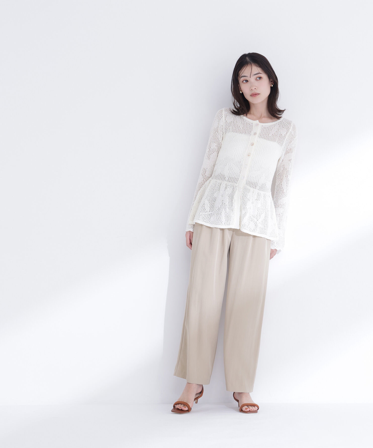  「フラワーレースペプラムニット」|ニット・セーター|