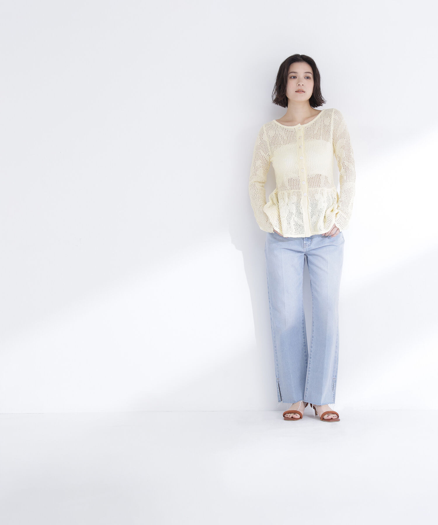  「フラワーレースペプラムニット」|ニット・セーター|