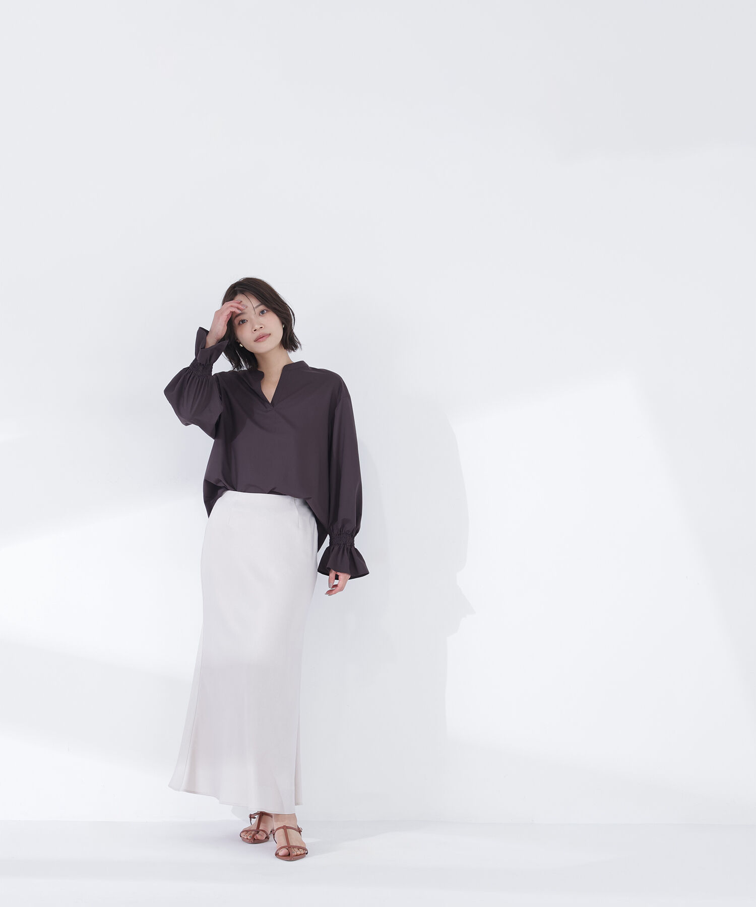  「バンドカラースキッパーブラウス」|シャツ・ブラウス|