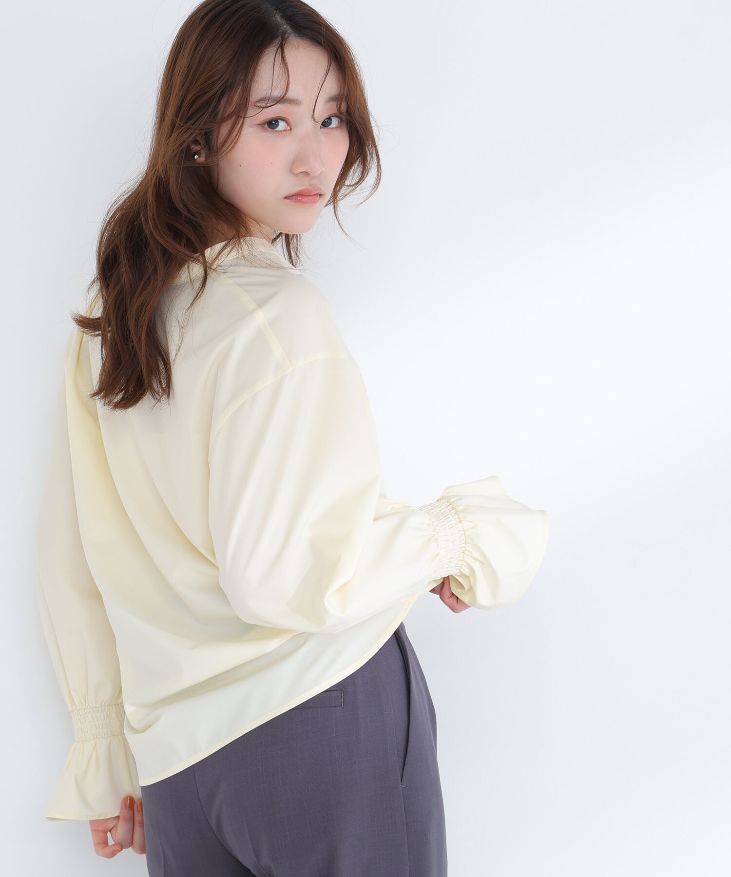  「バンドカラースキッパーブラウス」|シャツ・ブラウス|