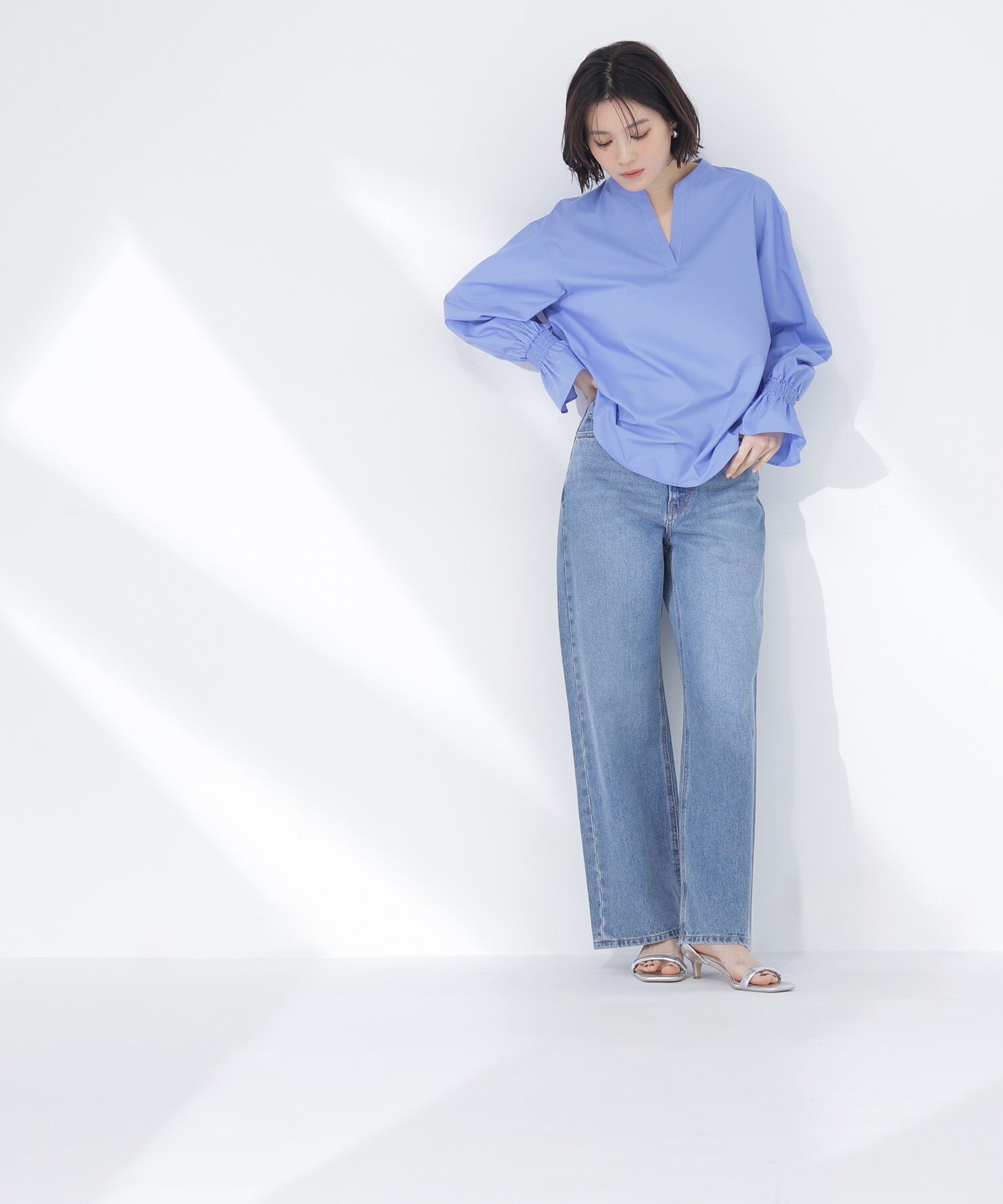  「バンドカラースキッパーブラウス」|シャツ・ブラウス|