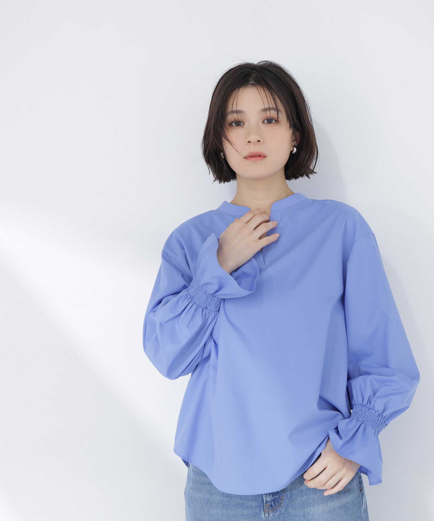  「バンドカラースキッパーブラウス」|シャツ・ブラウス|