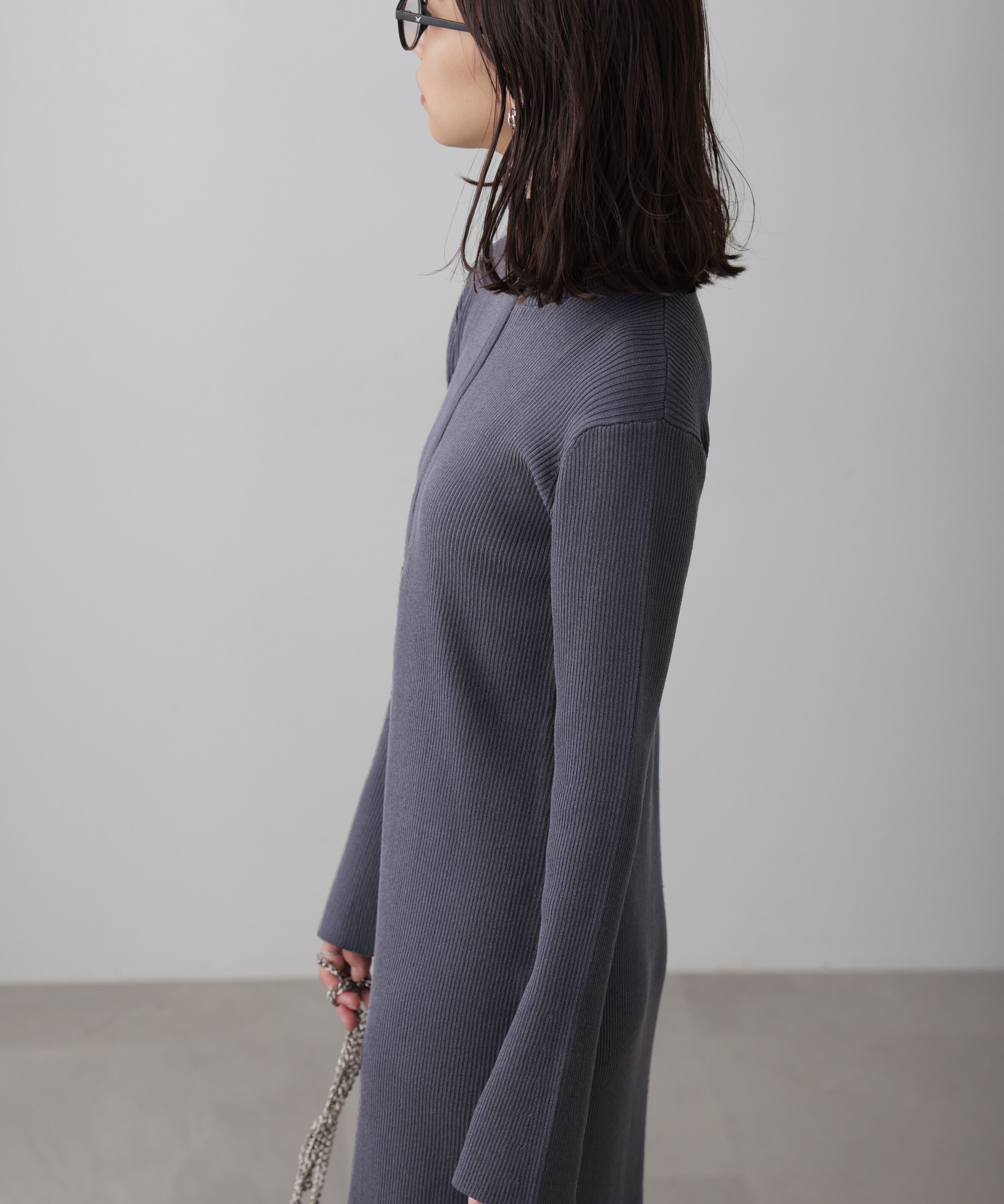  「ハーフジップロングニットワンピース」|ワンピース|