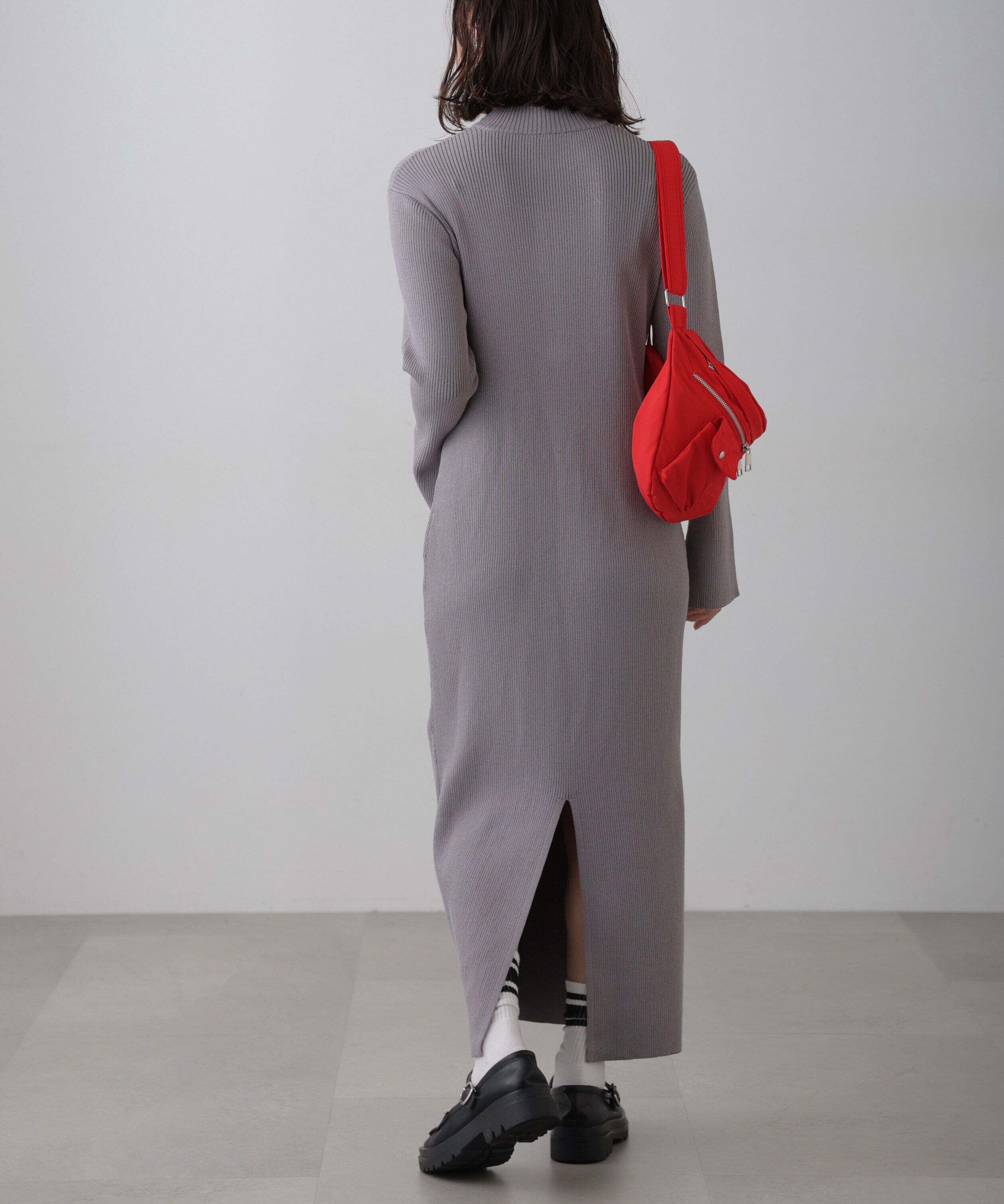  「ハーフジップロングニットワンピース」|ワンピース|