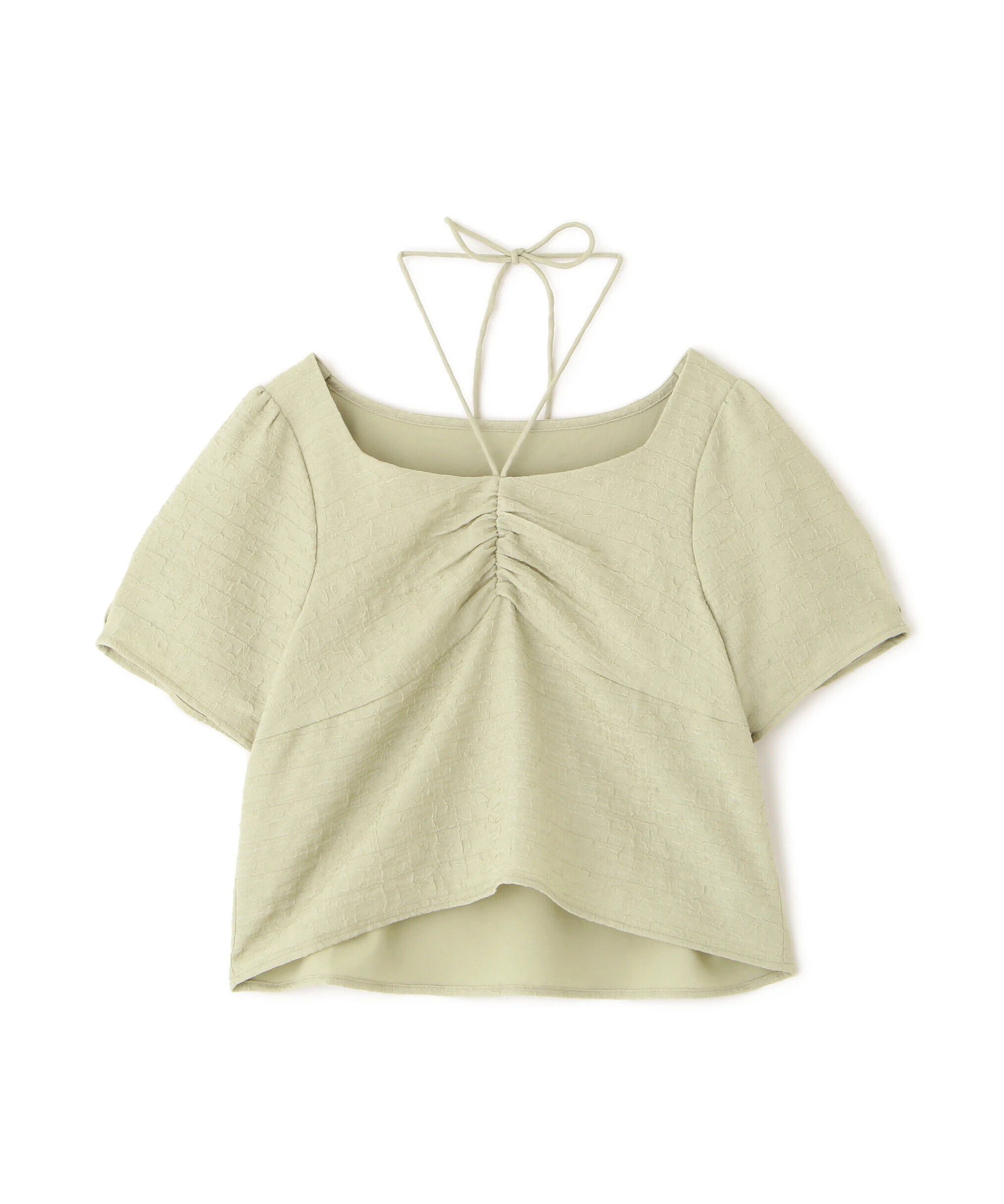  「フロントギャザーネックリボン付き半袖ブラウス」|シャツ・ブラウス|