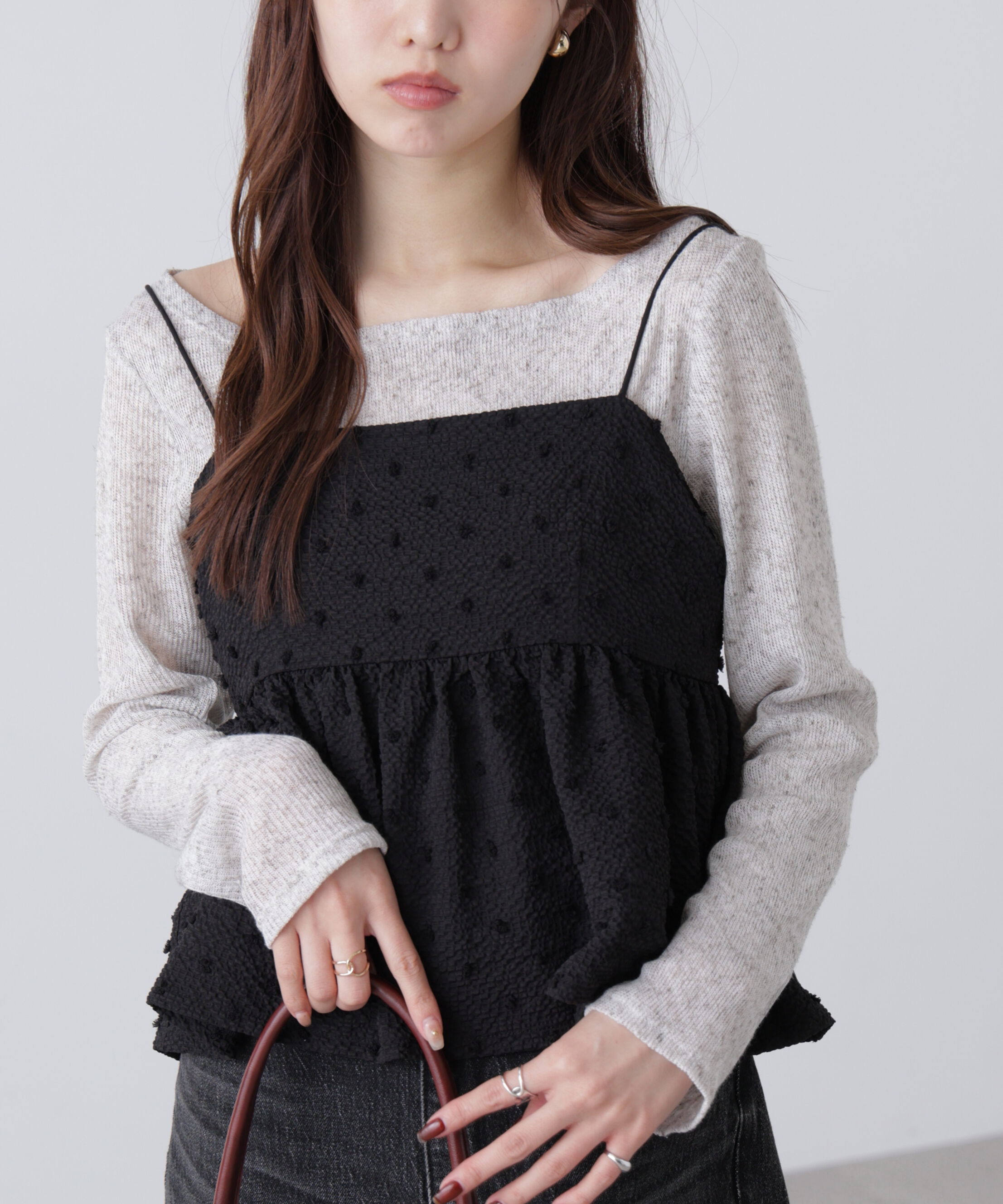  「ドットジャガードキャミソールビスチェ」|シャツ・ブラウス|