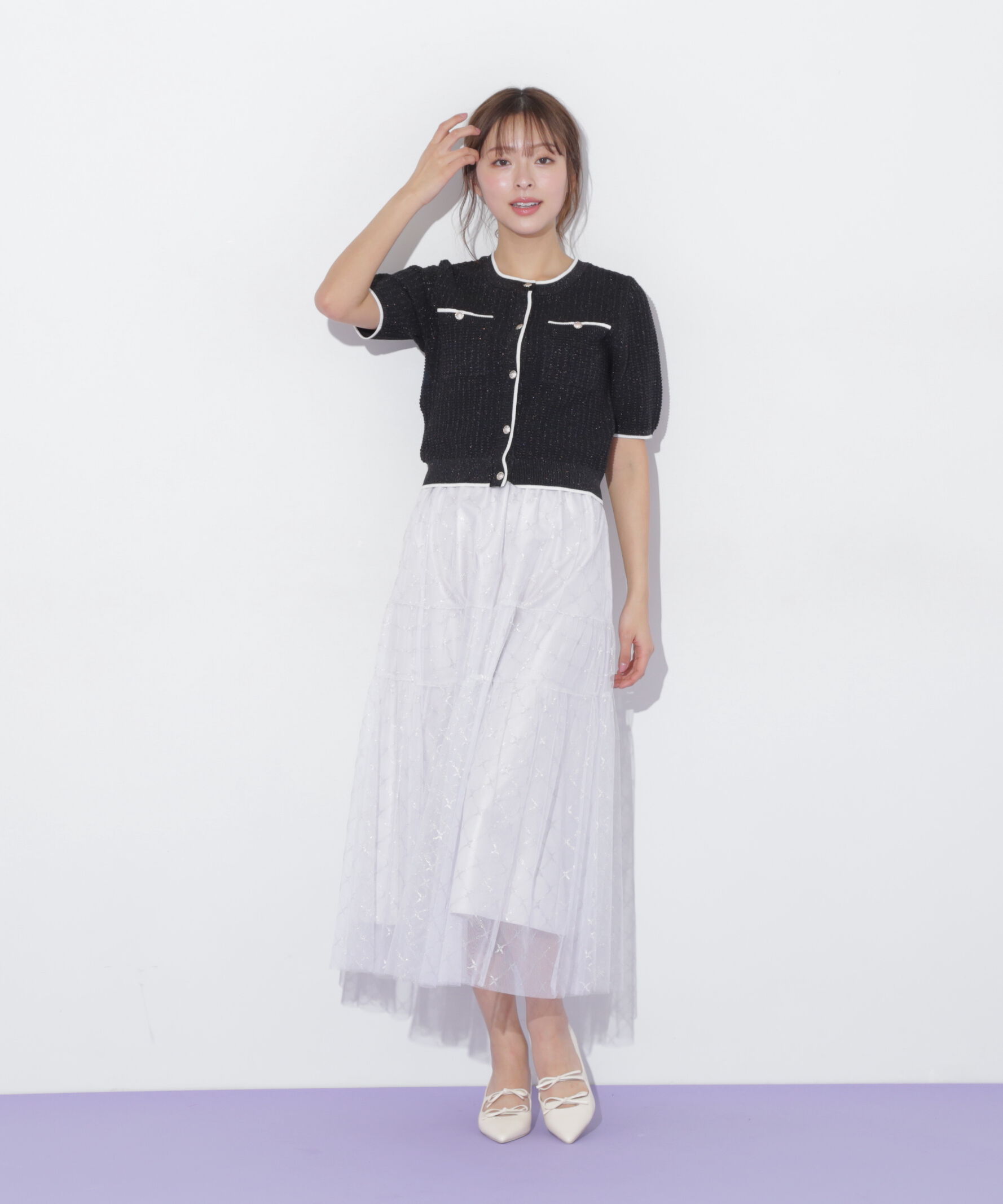  「ラメチュールティアードスカート」|スカート|