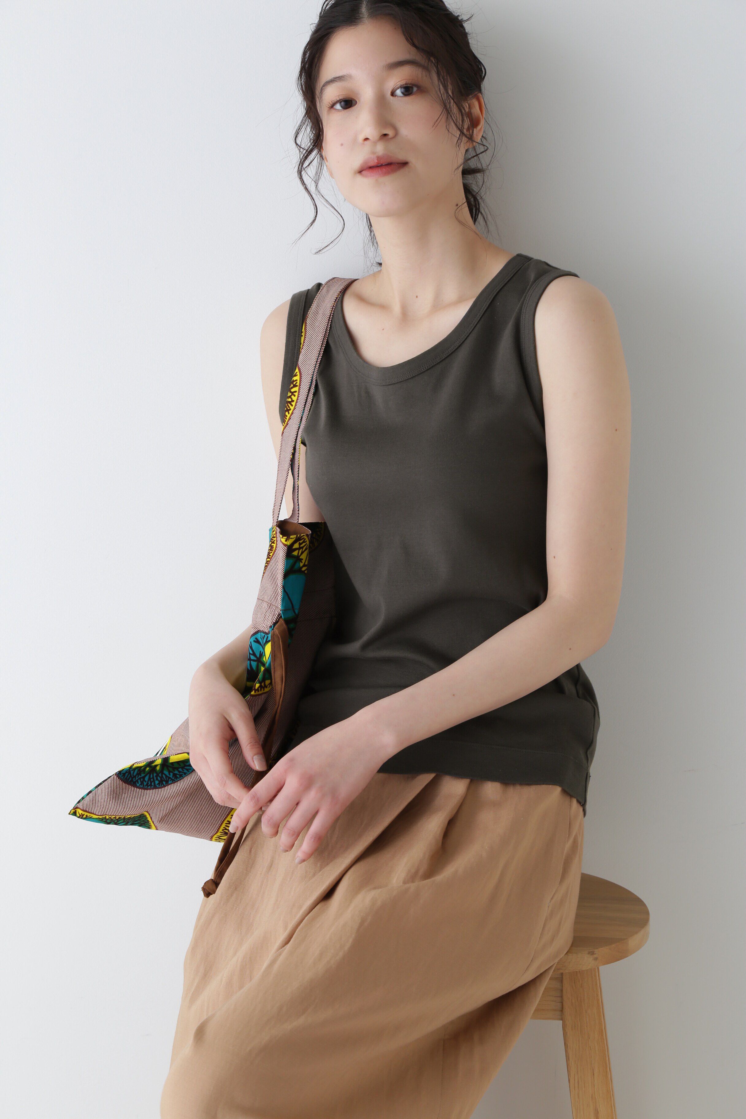  「◆オーガニックコットンタンクトップ」|Tシャツ・カットソー|チャコール1