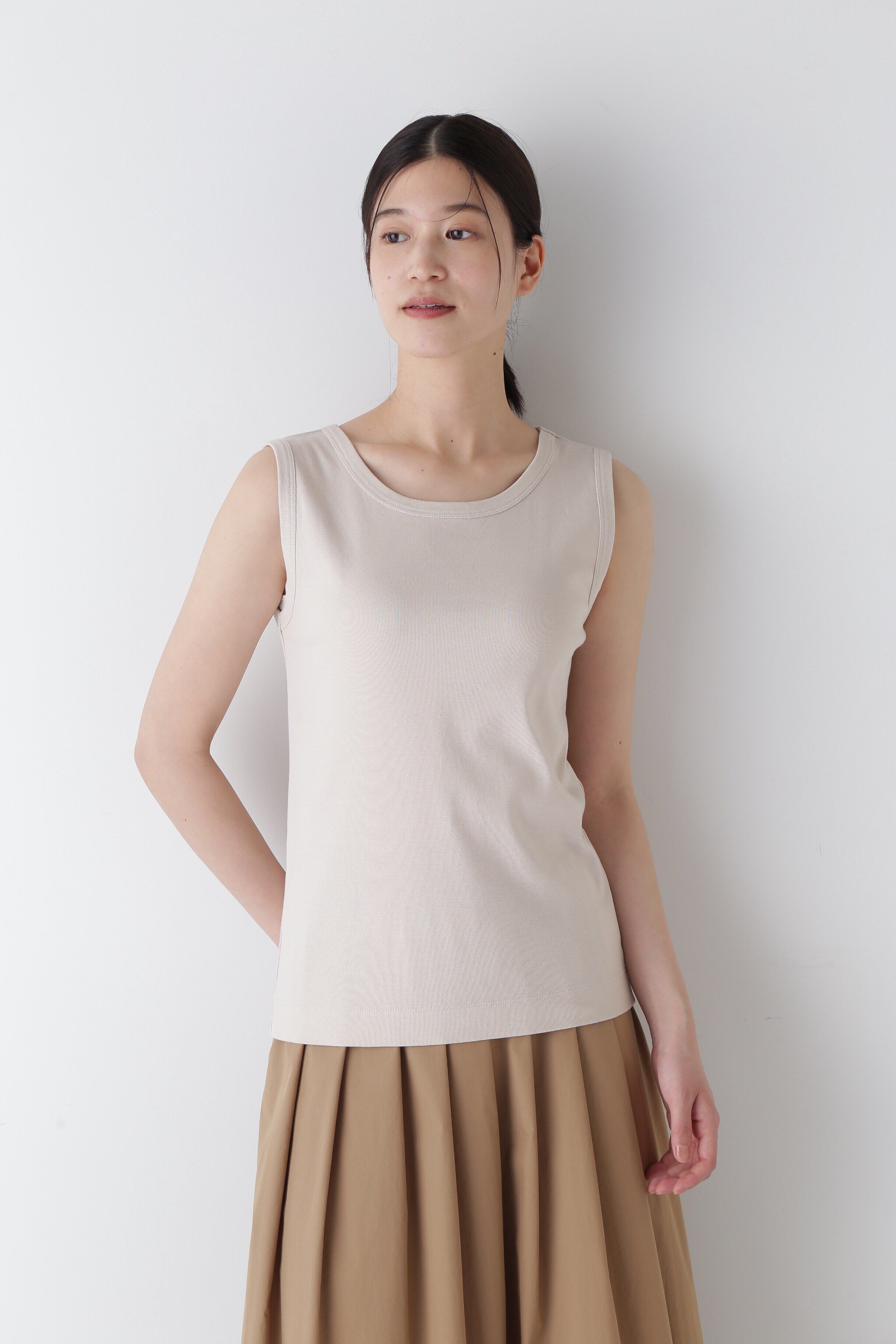  「◆オーガニックコットンタンクトップ」|Tシャツ・カットソー|ベージュ