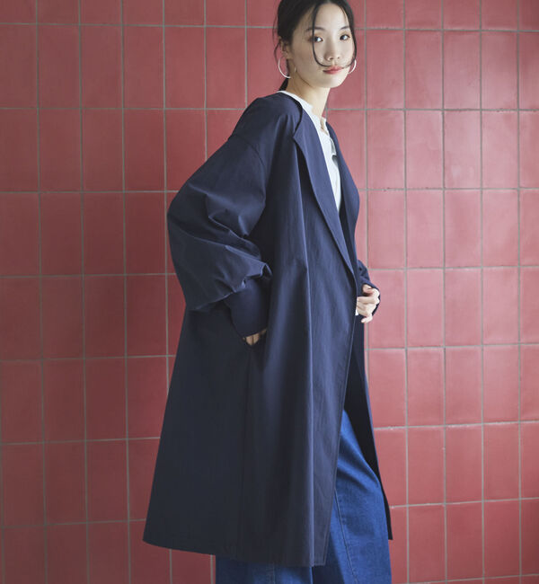 Doux archives「ノーカラーロングコート」|ダッフルコート|