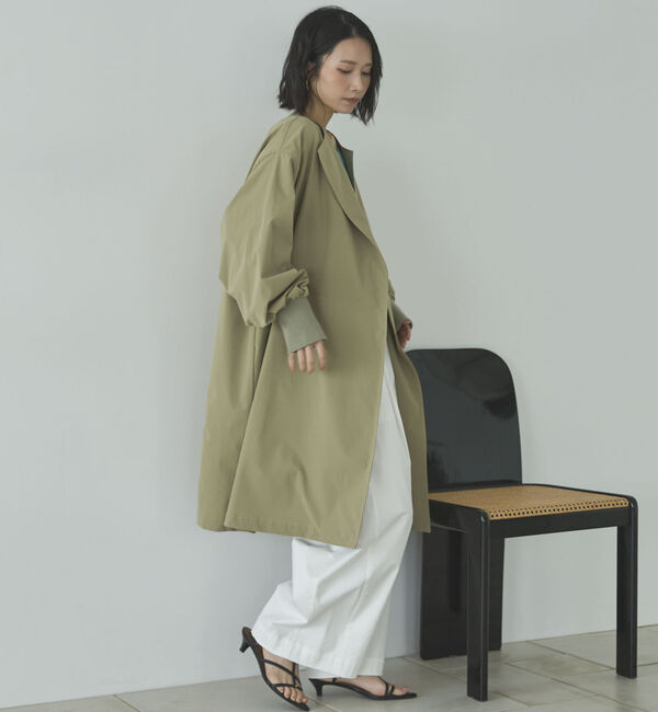 Doux archives「ノーカラーロングコート」|ダッフルコート|