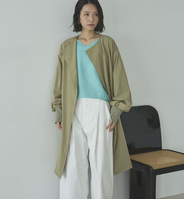 Doux archives「ノーカラーロングコート」|ダッフルコート|