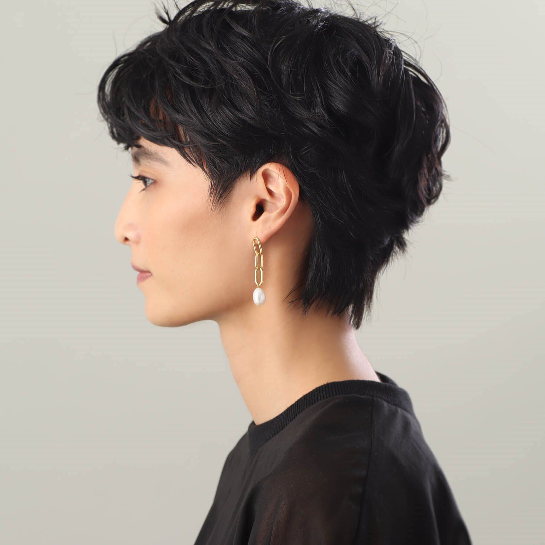 COCOSHNIK ONKITSCH「シルバー バロックパール チェーンリンク ロングピアス GP」|ピアス|