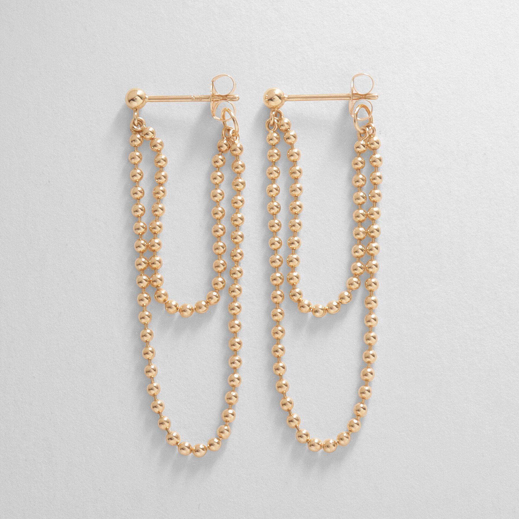 COCOSHNIK「K10ボールチェーンドレープ フープピアス」|ピアス|