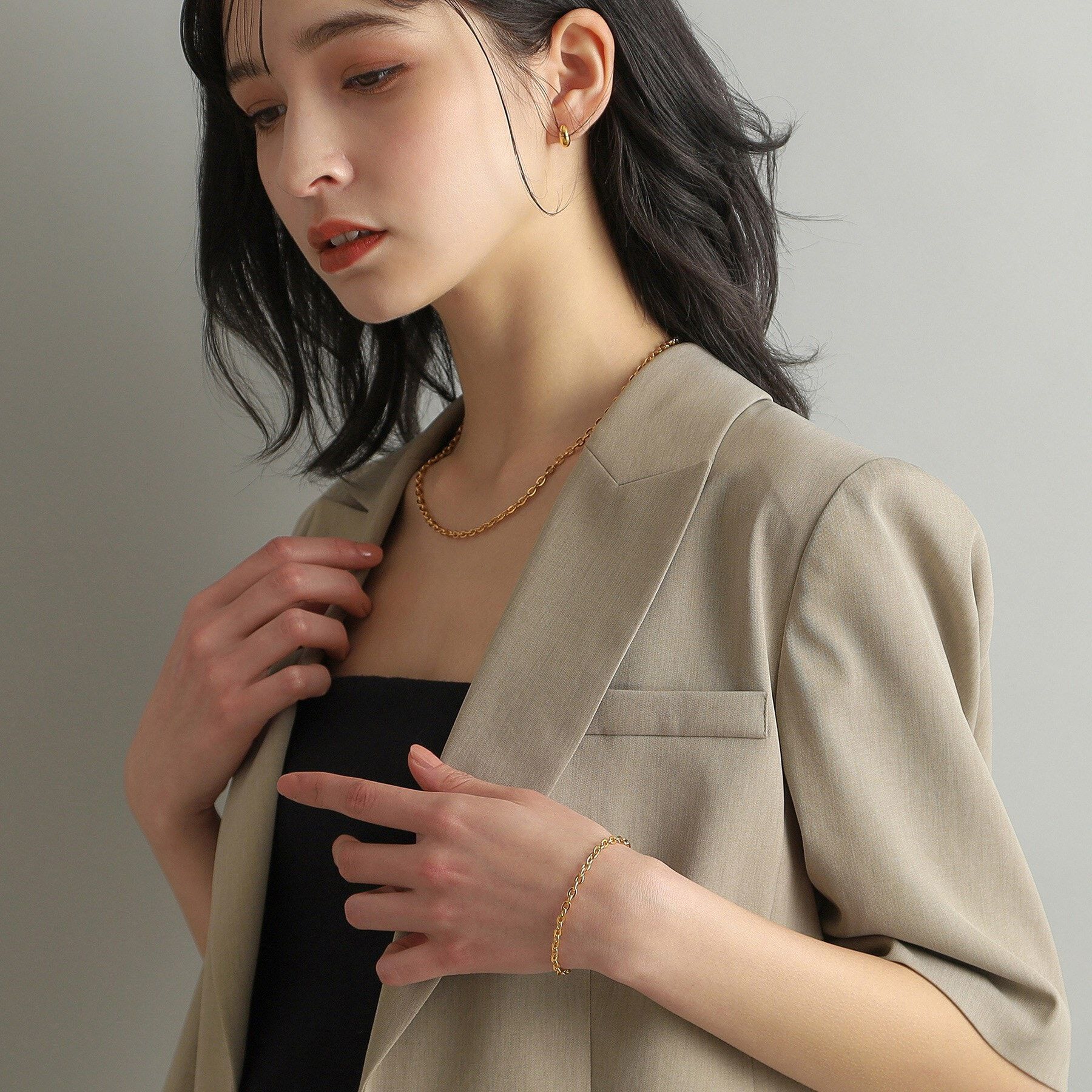 COCOSHNIK ONKITSCH「シルバー デザインチェーン フラットオーバルリンクブレスレット GP」|ブレスレット・バングル|