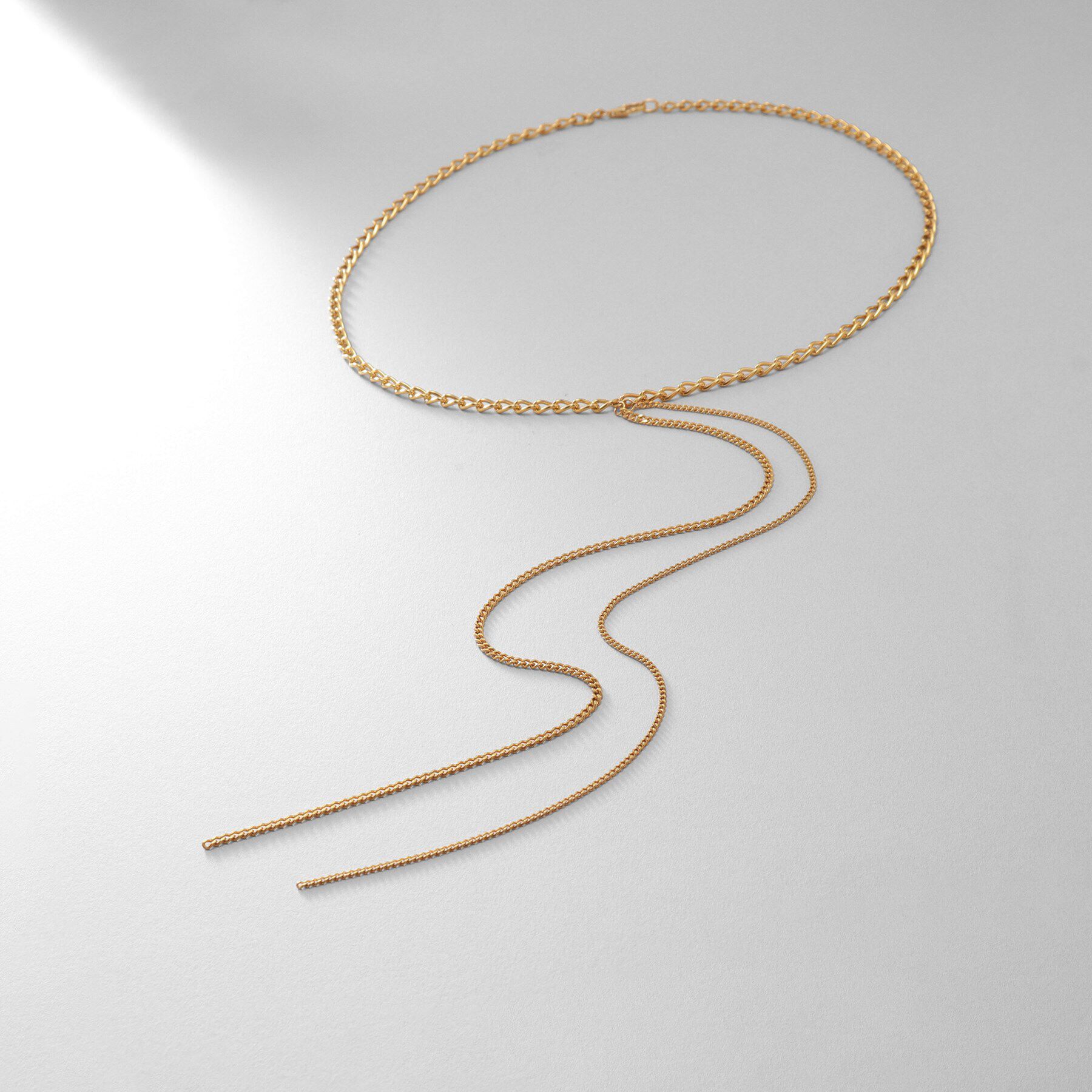 COCOSHNIK ONKITSCH「シルバー ミックスカーブチェーンフリンジ ネックレス GP」|ネックレス|