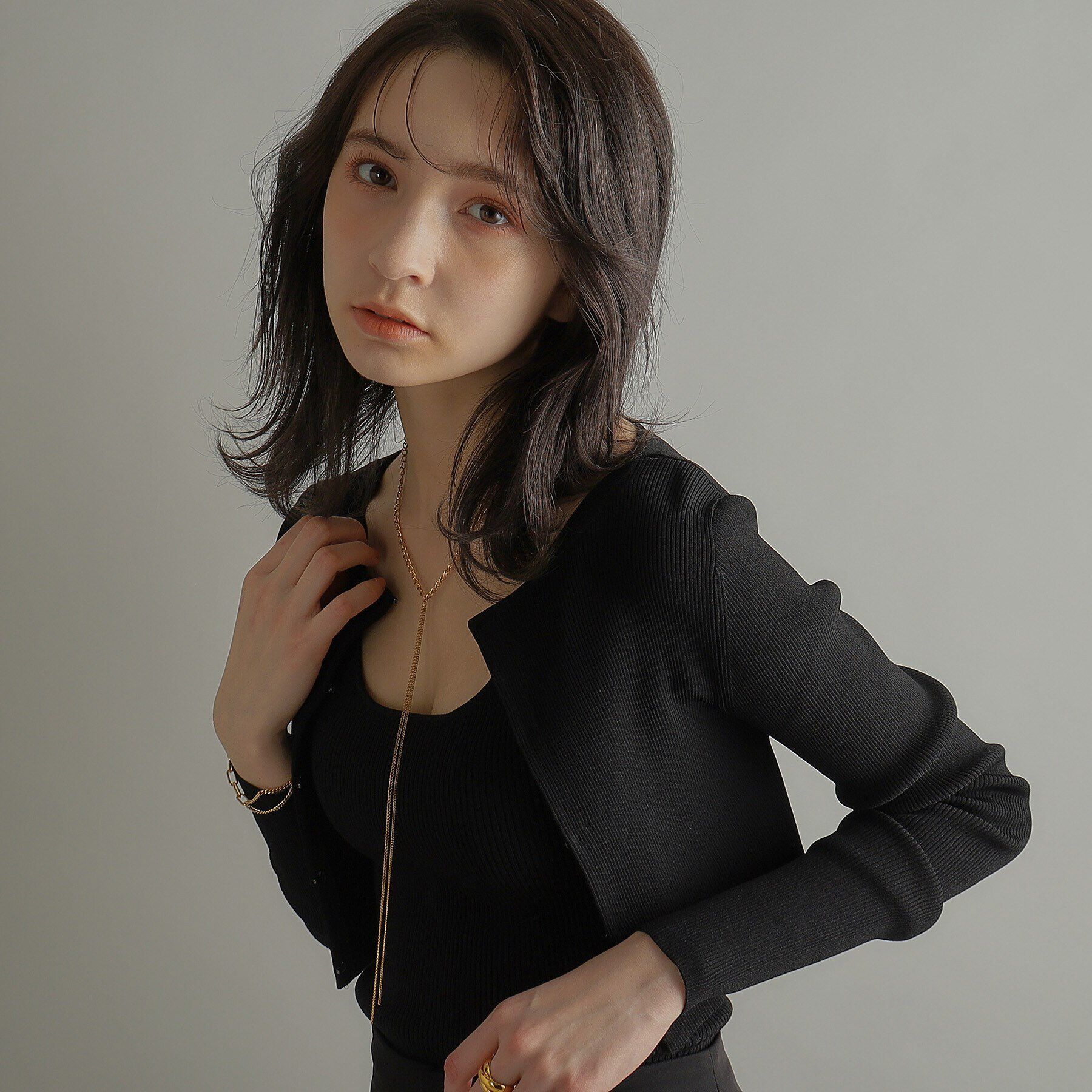 COCOSHNIK ONKITSCH「シルバー ミックスカーブチェーンフリンジ ネックレス GP」|ネックレス|