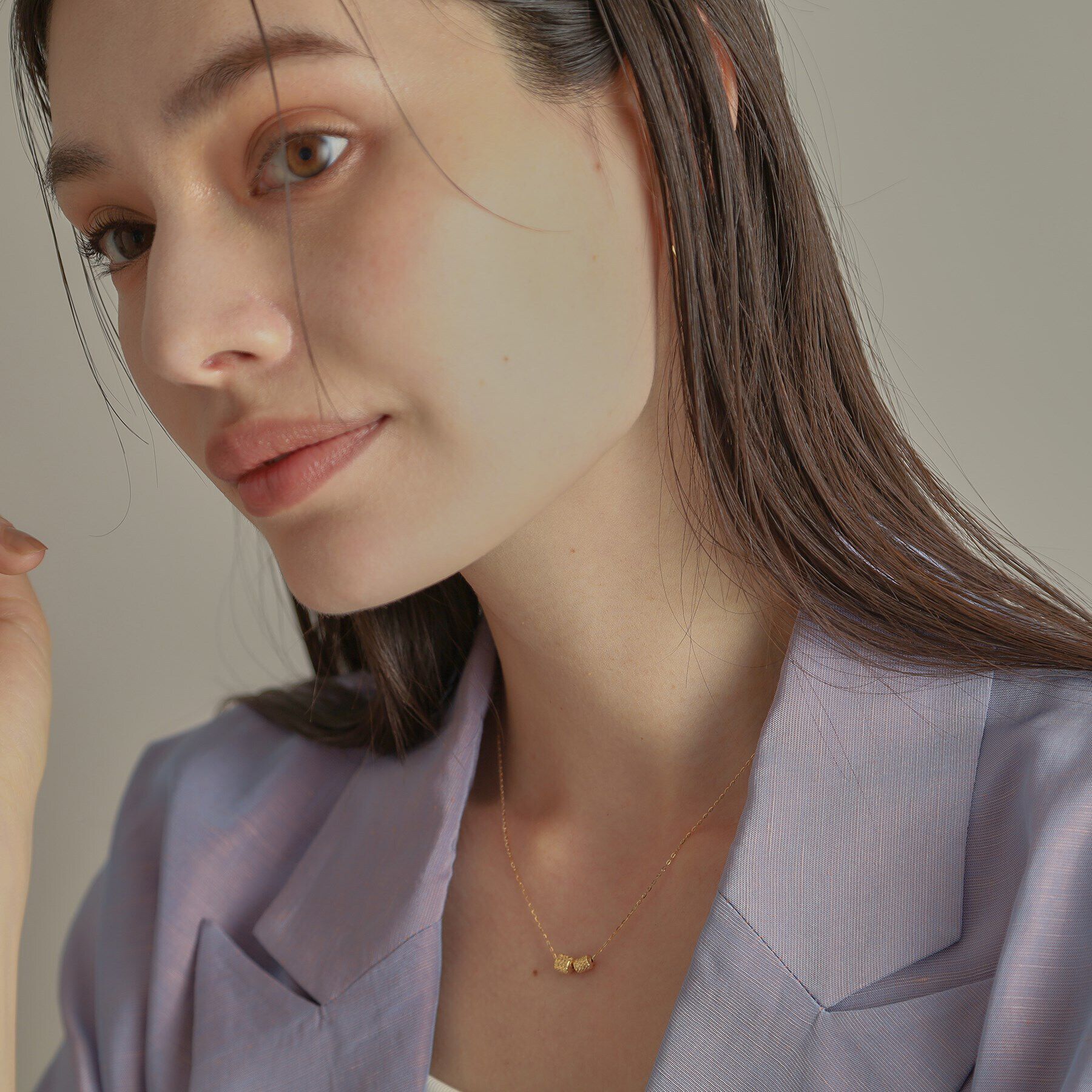 COCOSHNIK「K18テクスチャービーズミックス ネックレス」|ネックレス|