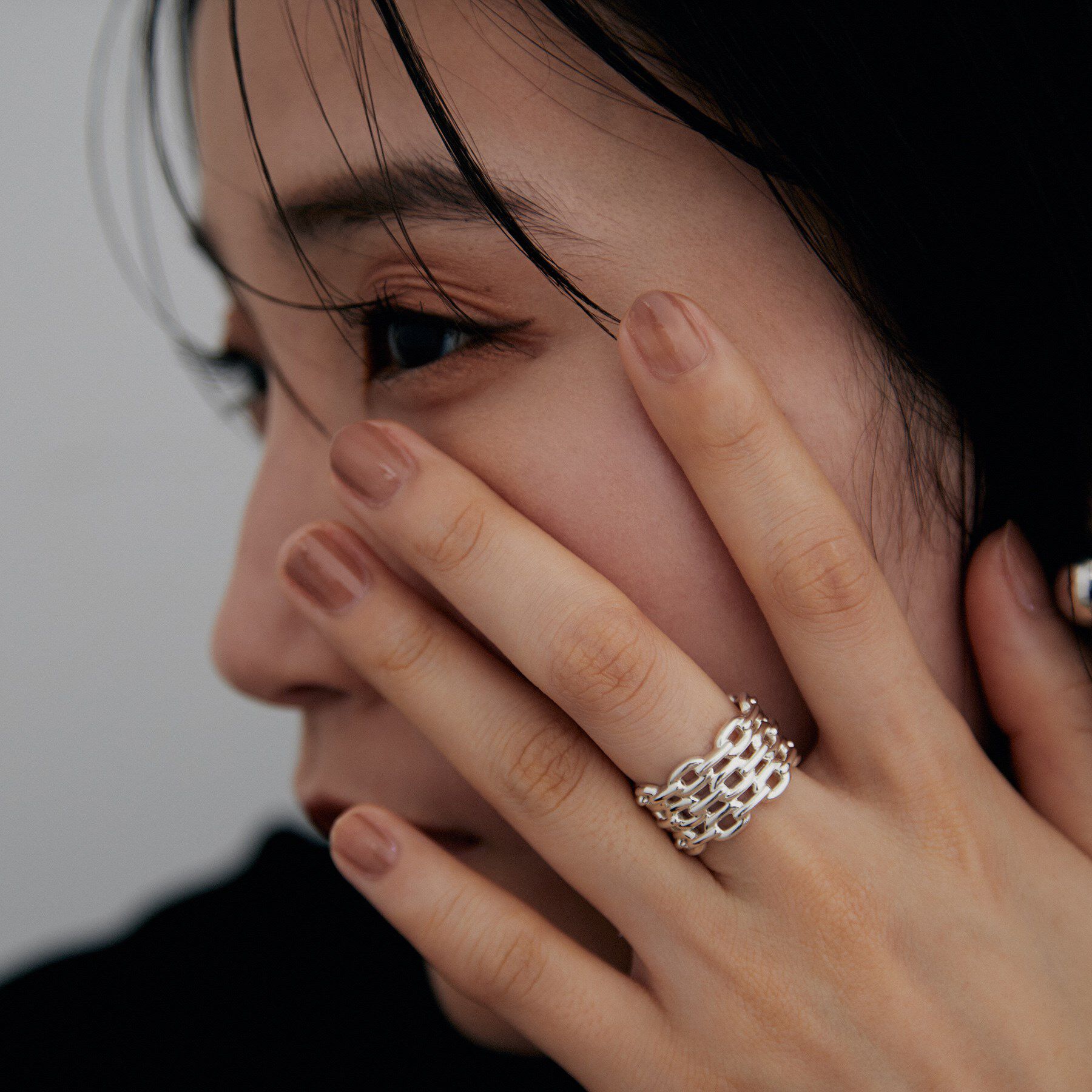 COCOSHNIK ONKITSCH「シルバー トリプルPCチェーンモチーフリング」|リング|