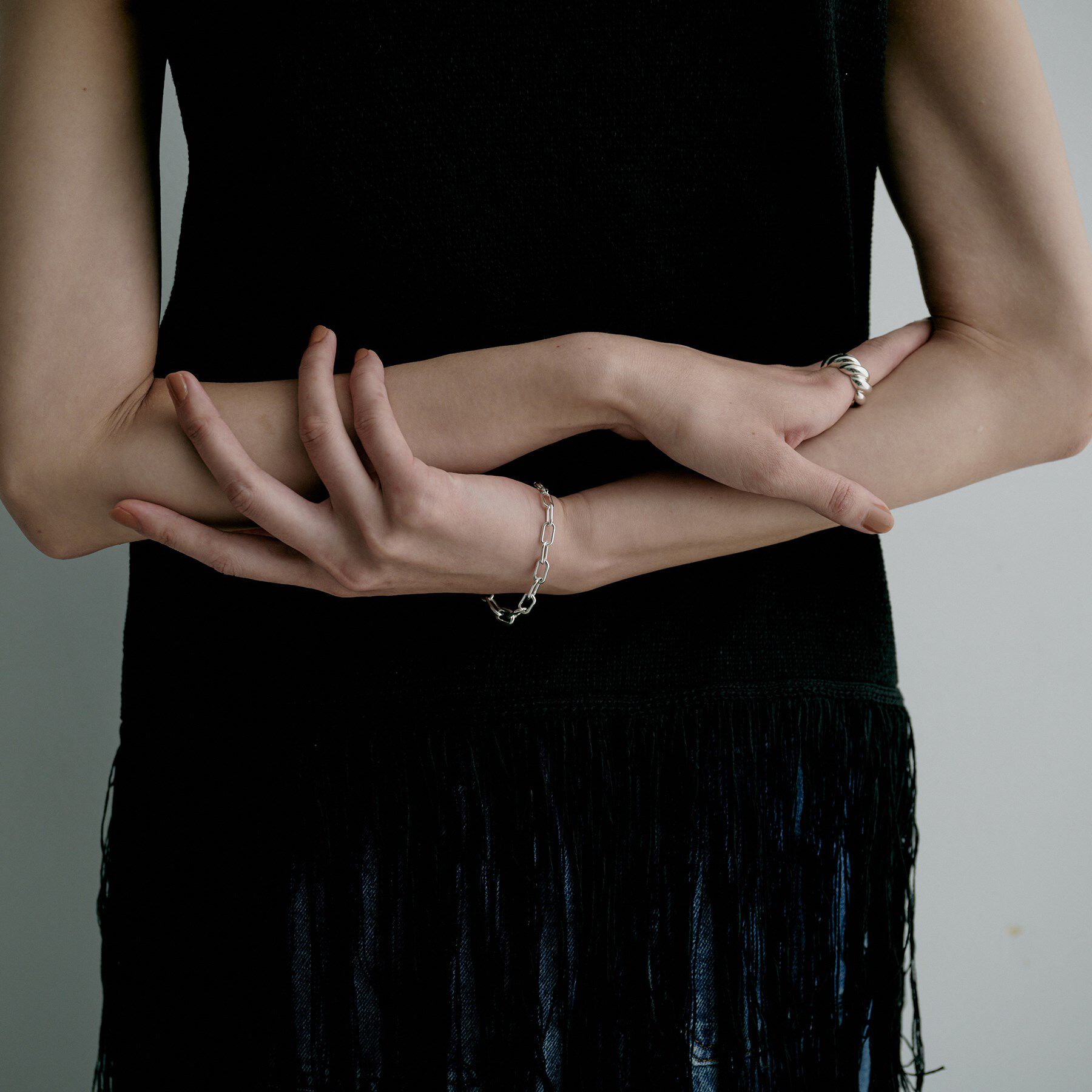 COCOSHNIK ONKITSCH「シルバー デザインチェーン ケーブルグラデーションブレスレット」|ブレスレット・バングル|