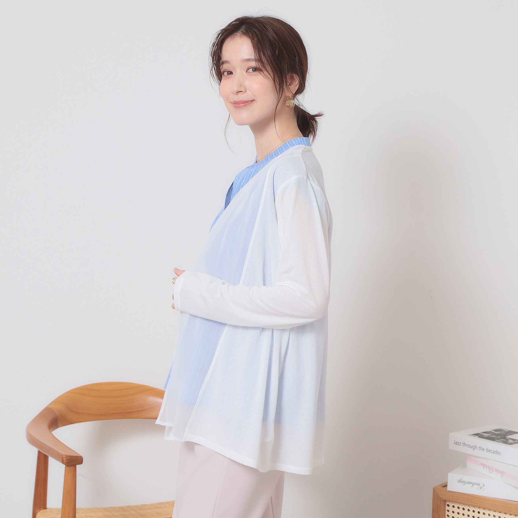 ITS&rsquo;DEMO「【手洗い可】異素材切替着流しカーディガン」|カーディガン|