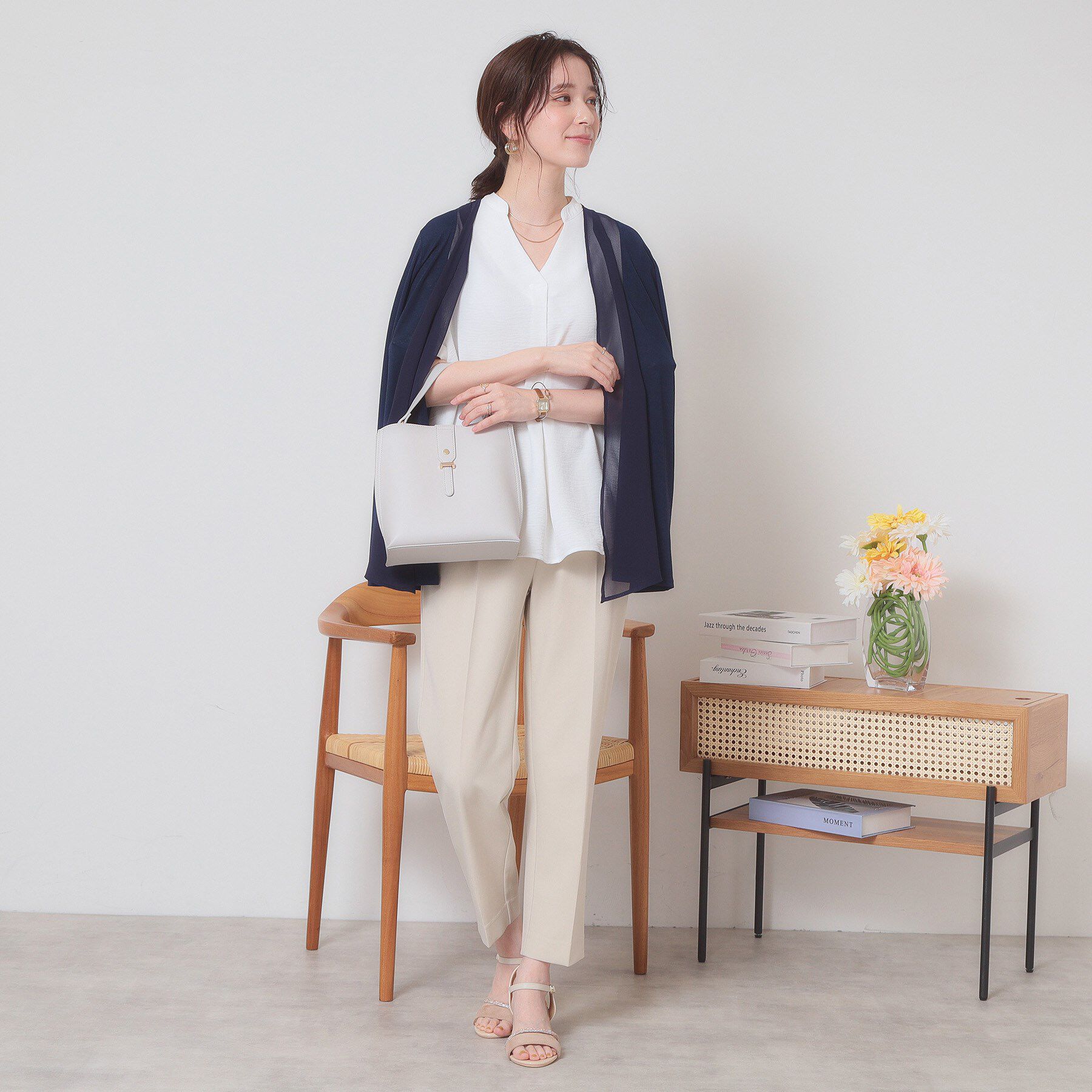 ITS&rsquo;DEMO「【手洗い可】異素材切替着流しカーディガン」|カーディガン|