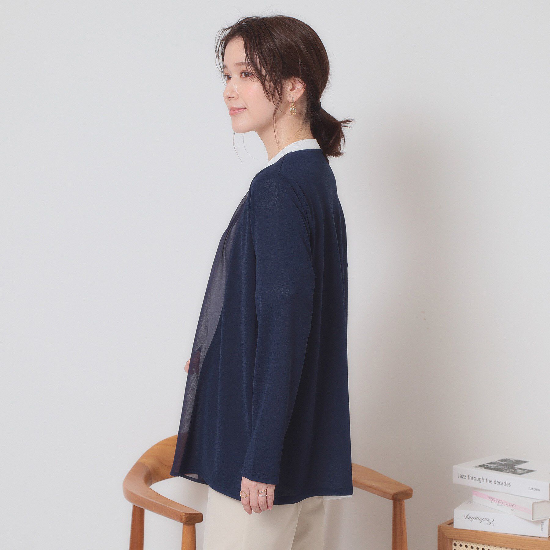 ITS&rsquo;DEMO「【手洗い可】異素材切替着流しカーディガン」|カーディガン|