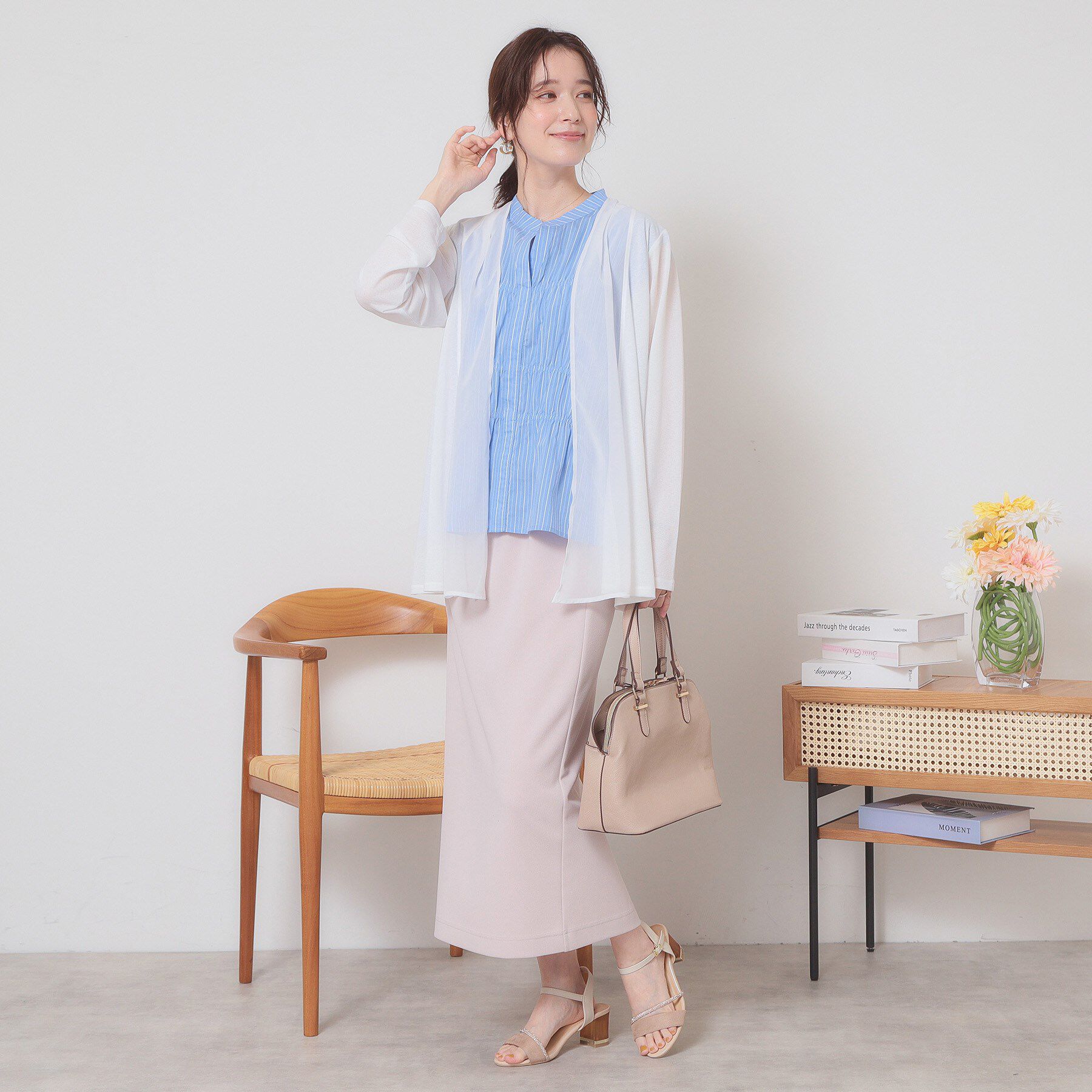 ITS&rsquo;DEMO「【手洗い可】異素材切替着流しカーディガン」|カーディガン|