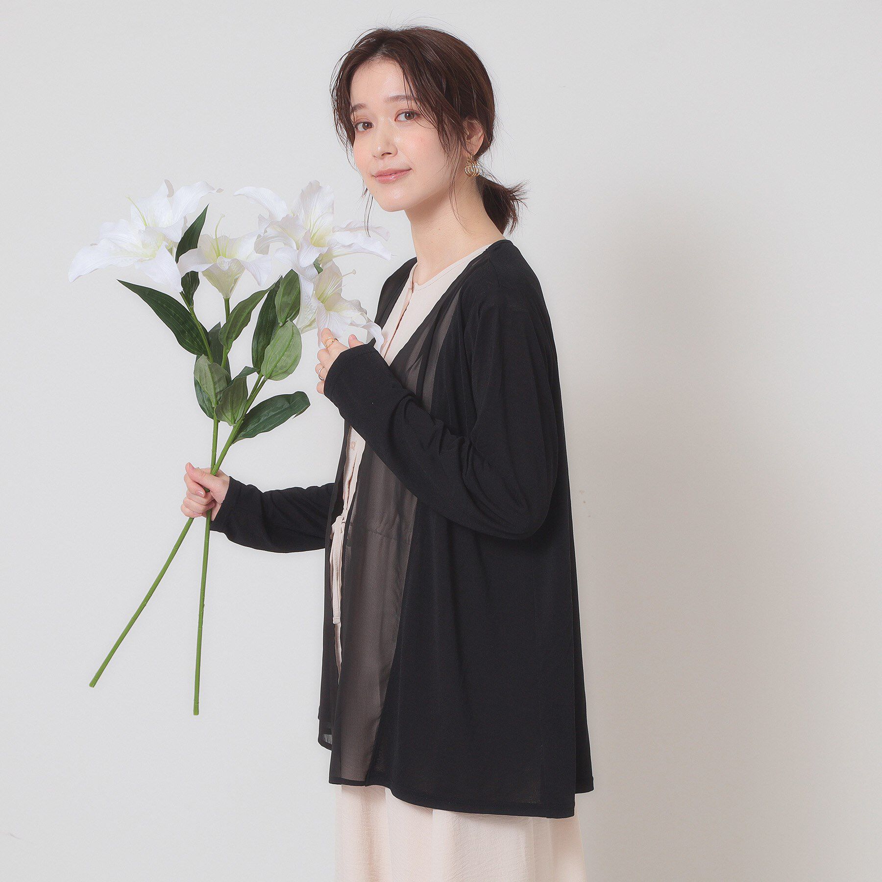 ITS&rsquo;DEMO「【手洗い可】異素材切替着流しカーディガン」|カーディガン|