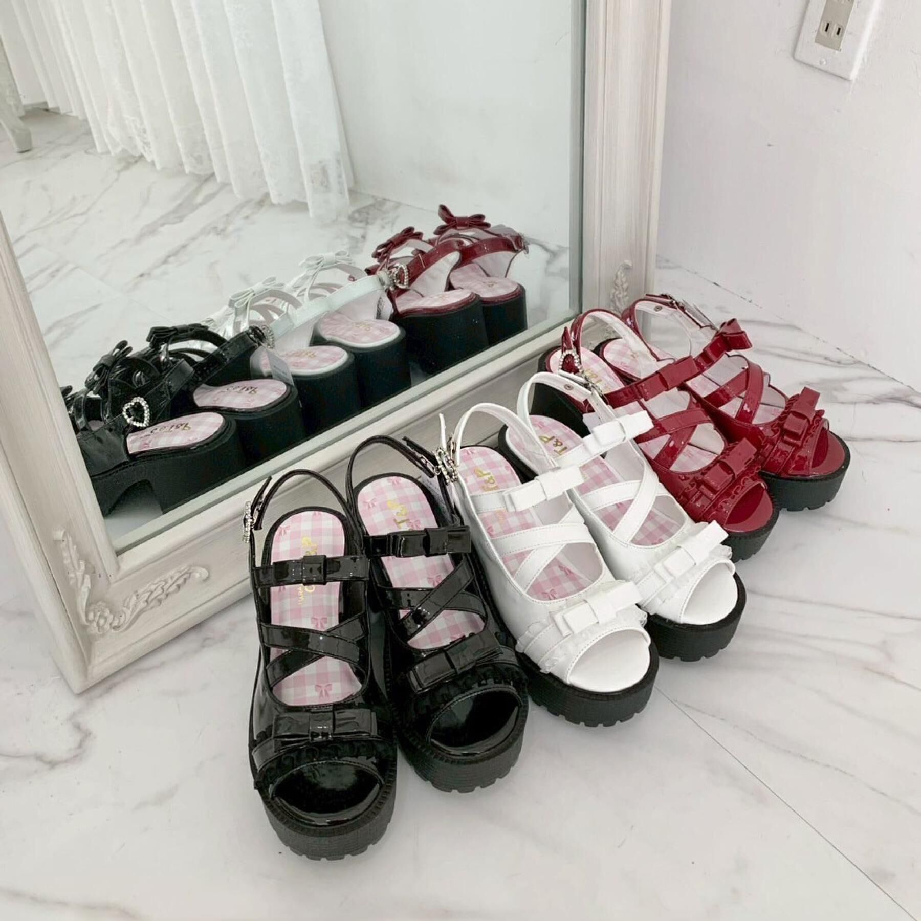 csT&P「厚底レース付きリボンベルトサンダル」|サンダル|