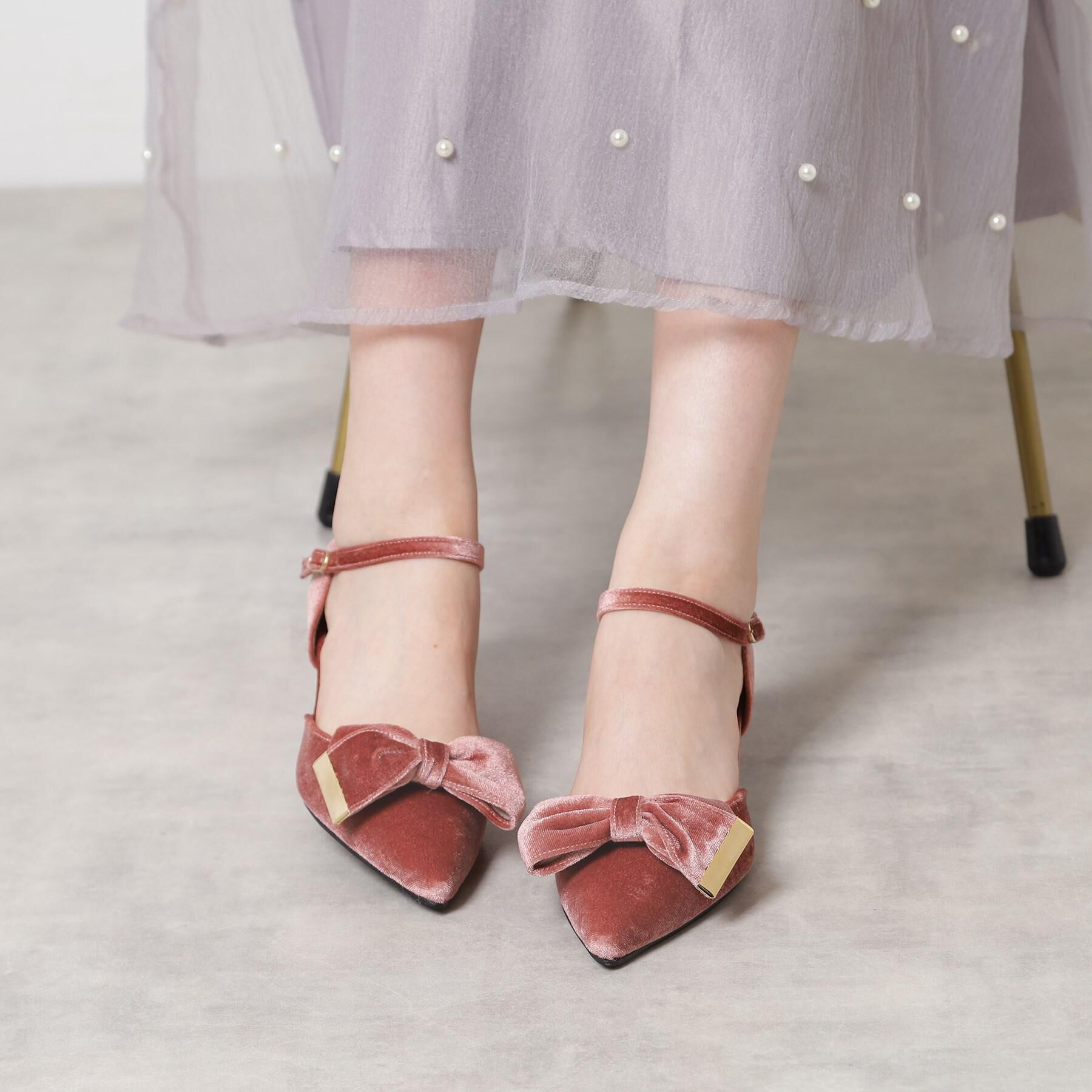 ESPERANZA「【EC限定】ベルベットリボン2WAYセパレートパンプス」|パンプス|