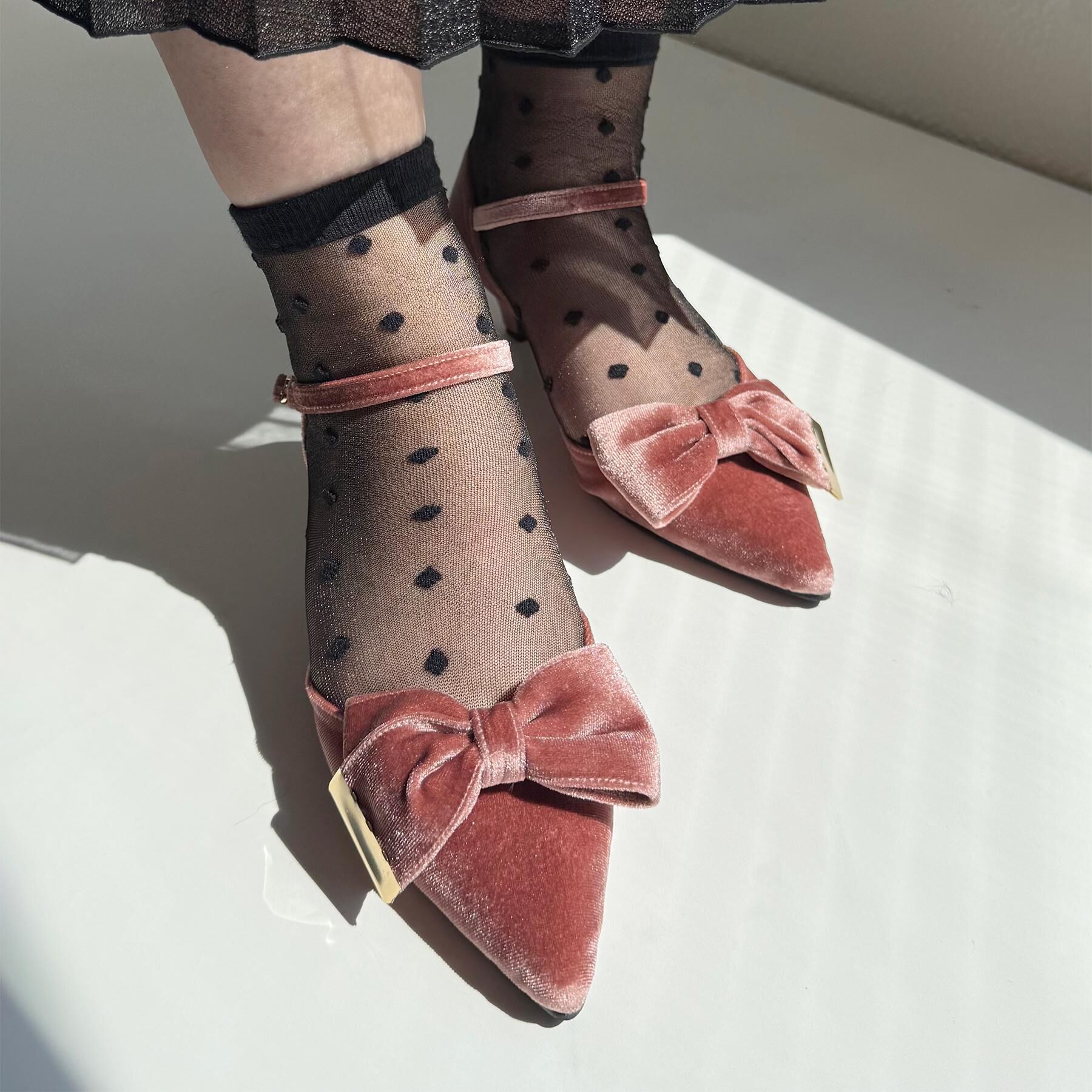 ESPERANZA「【EC限定】ベルベットリボン2WAYセパレートパンプス」|パンプス|ピンク(772)