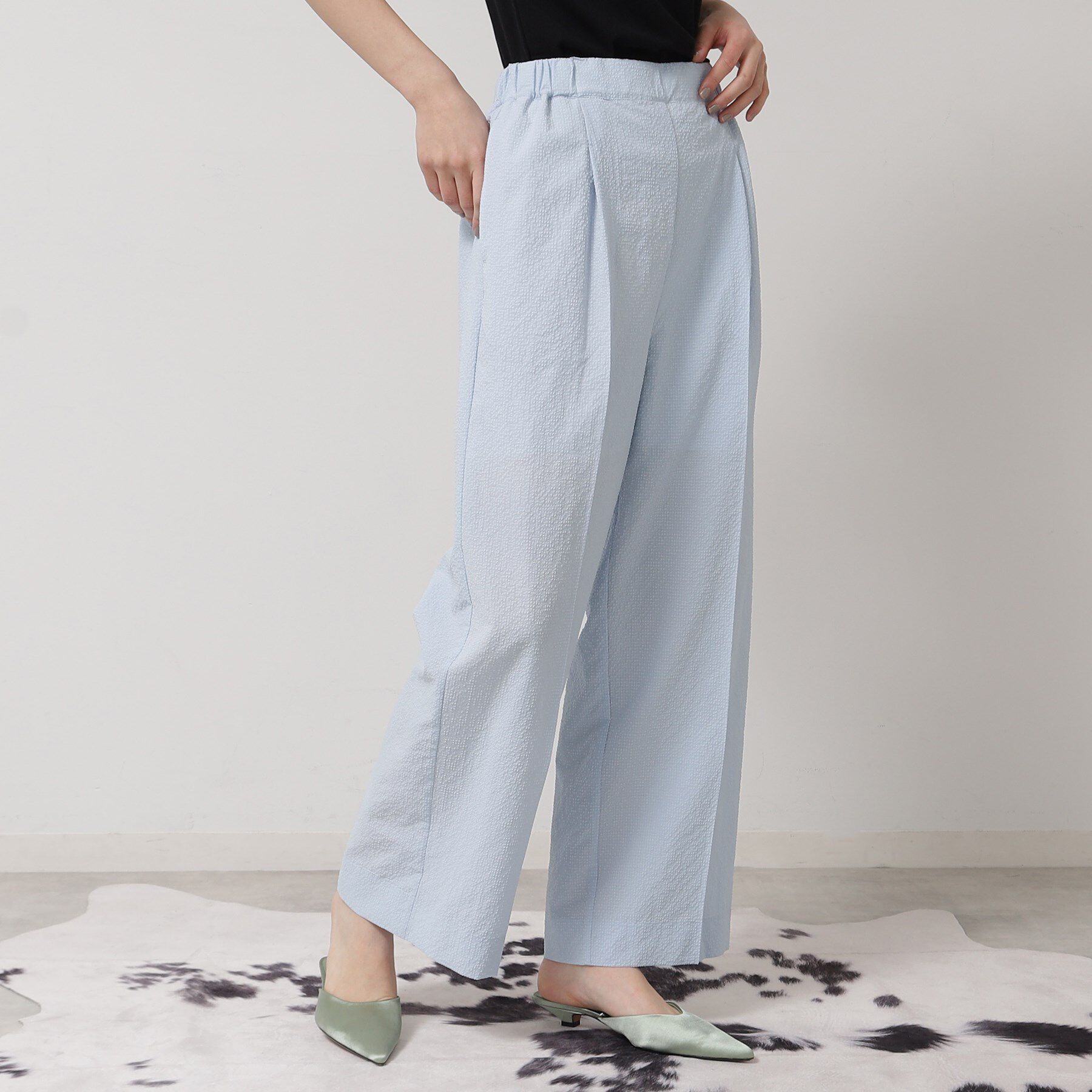 SunaUna「【ウエストゴム】ワイドパンツ」|その他|ブルー(091)