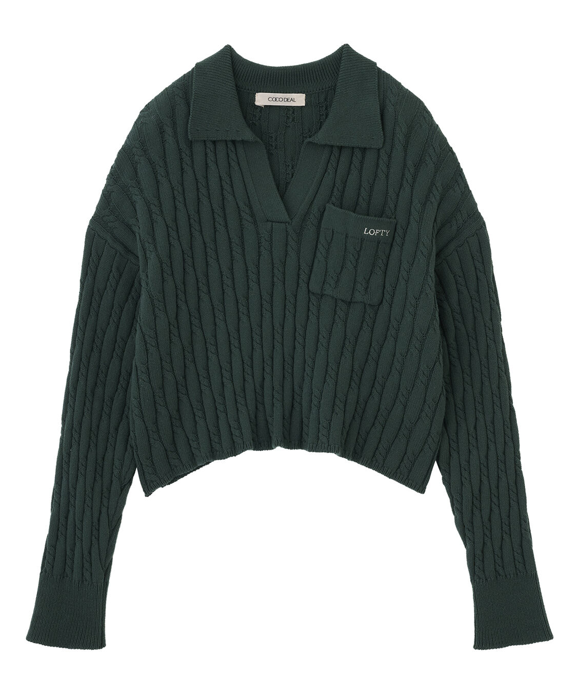 COCO DEAL「ケーブルスキッパーニット」|ニット・セーター|グリーン