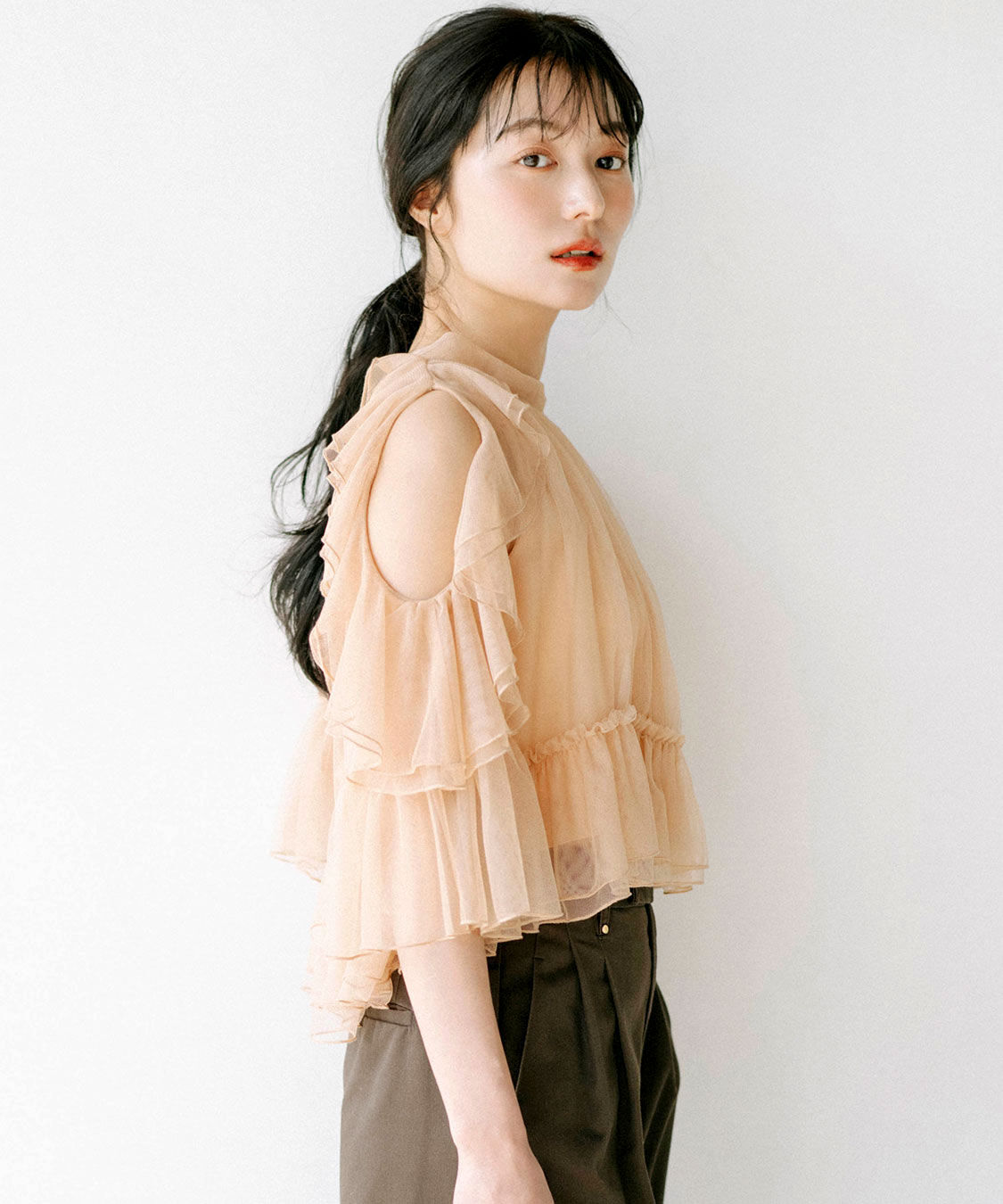 COCO DEAL「チュールギャザーブラウス」|シャツ・ブラウス|