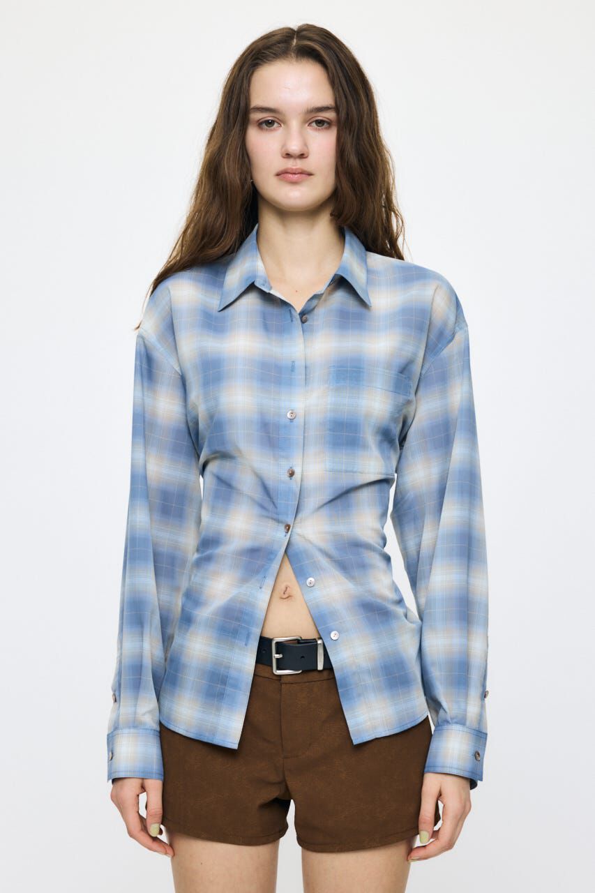 MOUSSY「FADE CHECK SHEER OVER シャツ」|シャツ・ブラウス|