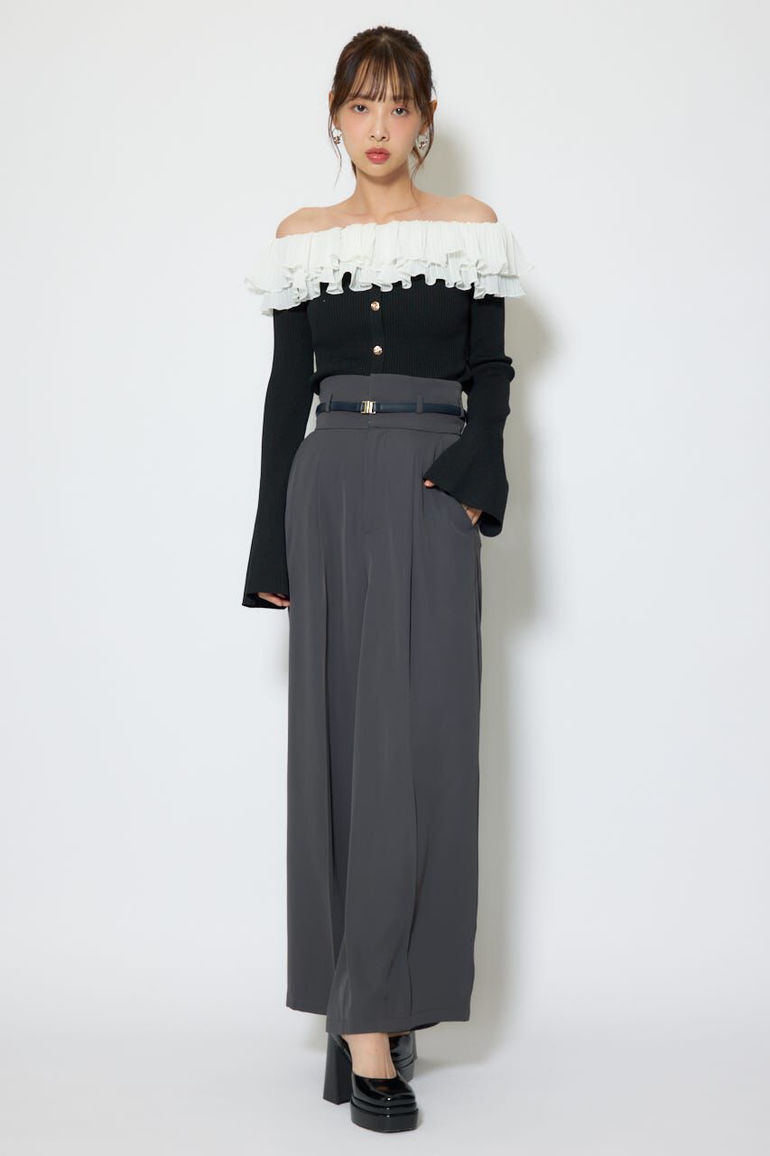 rienda「ベルトポイントハイウエストワイドパンツ」|その他|