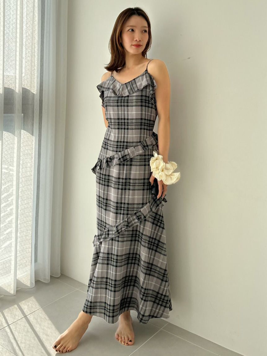 SNIDEL HOME「チェックフリルワンピース」|ルームウェア|